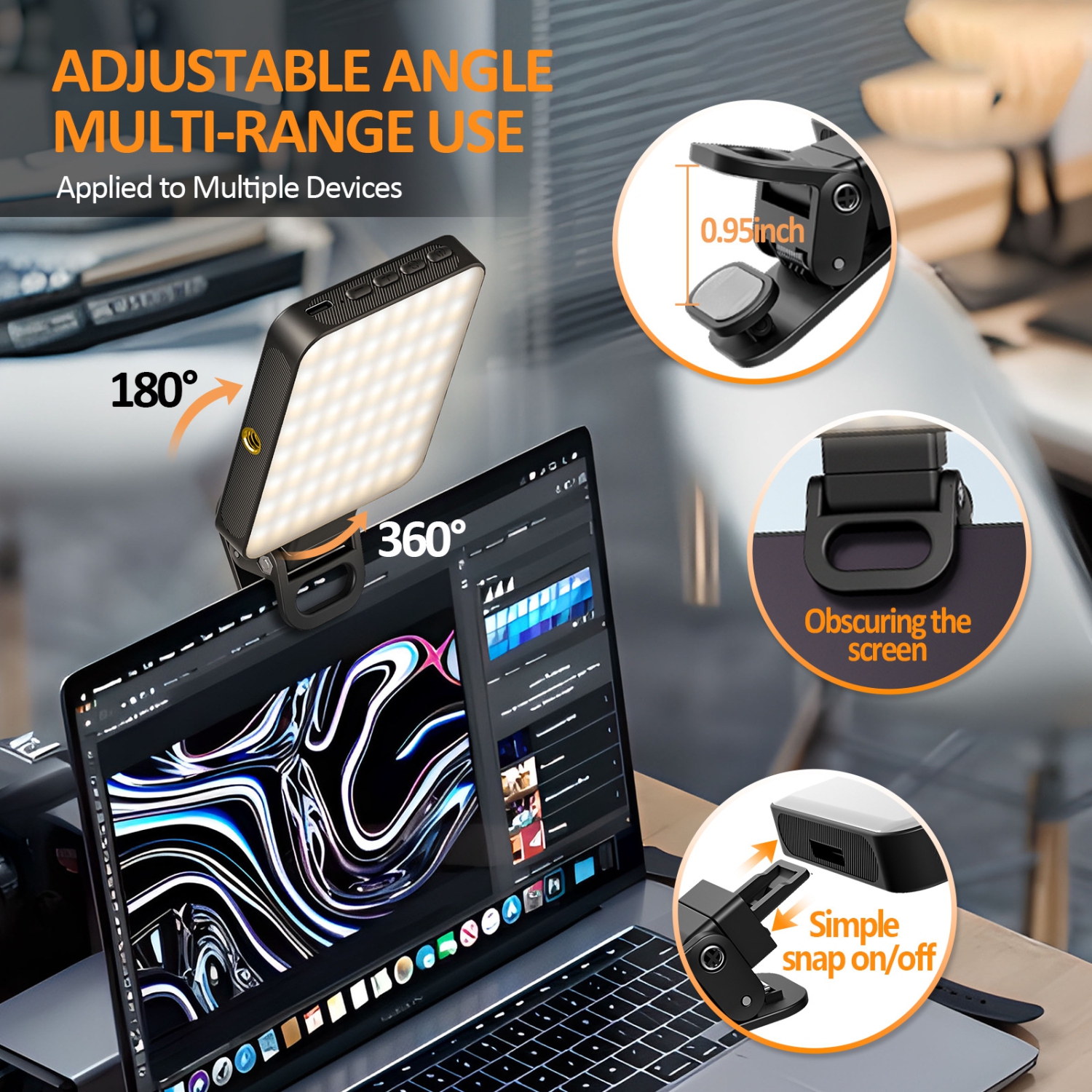 Lampe rechargeable pour appareil photo, lampes pour vidéoconférence avec réglage de luminosité, lampes à égoportrait portatives pour