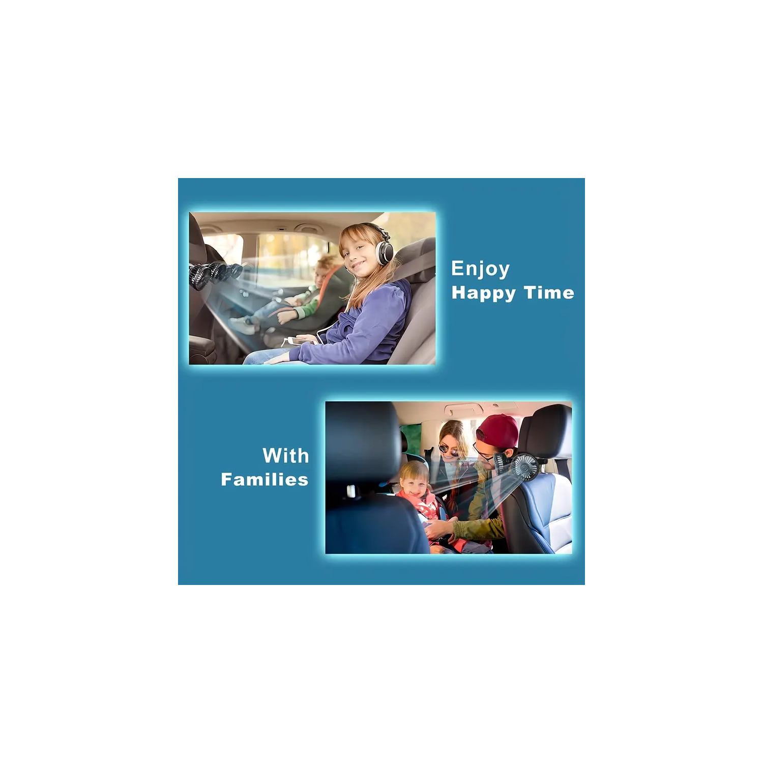 Ventilateur de siège arrière de voiture : Rotation sur 360°, 3 vitesses réglables, mini ventilateur USB puissant pour caravane de bateau de VR