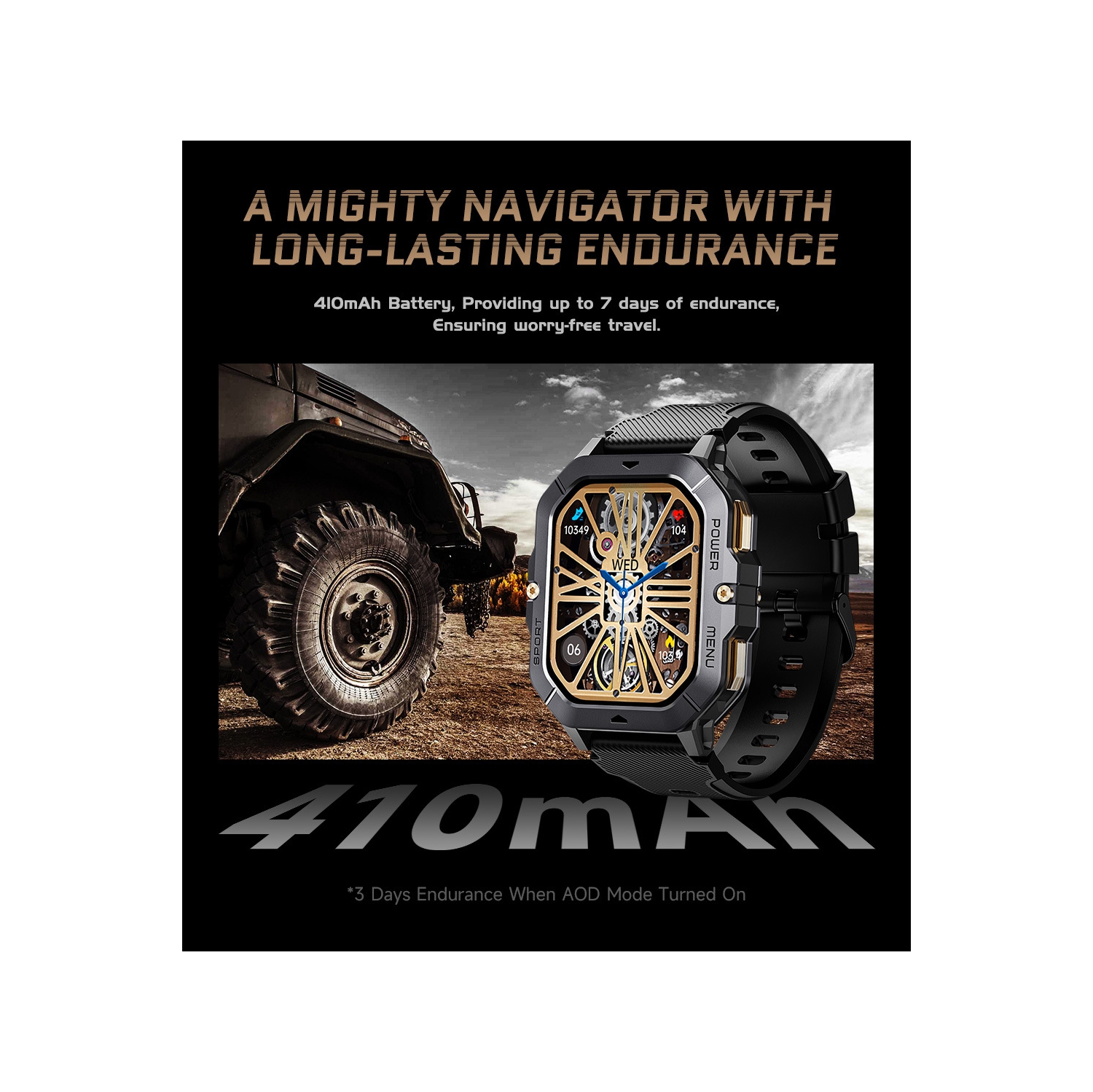 Montre intelligente pour hommes, montre intelligente 2,02&nbsp;po avec appels Bluetooth, montre intelligente avec notifications de message/moniteur