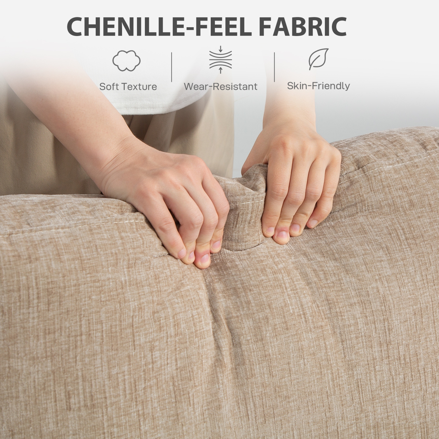 HOMCOM 3 Seater Sofa with USB Charging Ports & Cup Holders, 84" Modern Chenille-Feel Upholstered Couch with Thick Padded and Steel Frame for Living