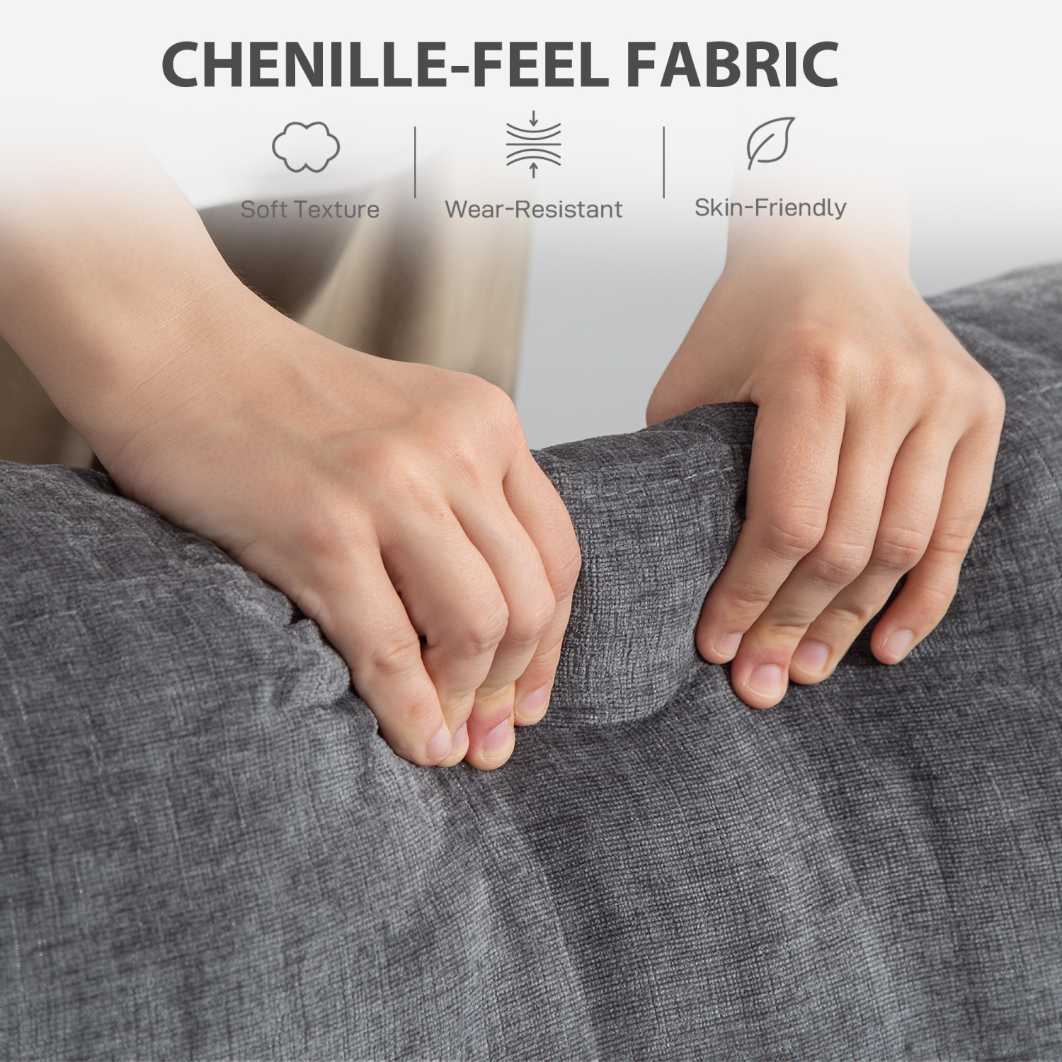 HOMCOM 3 Seater Sofa with USB Charging Ports & Cup Holders, 84" Modern Chenille-Feel Upholstered Couch with Thick Padded and Steel Frame for Living