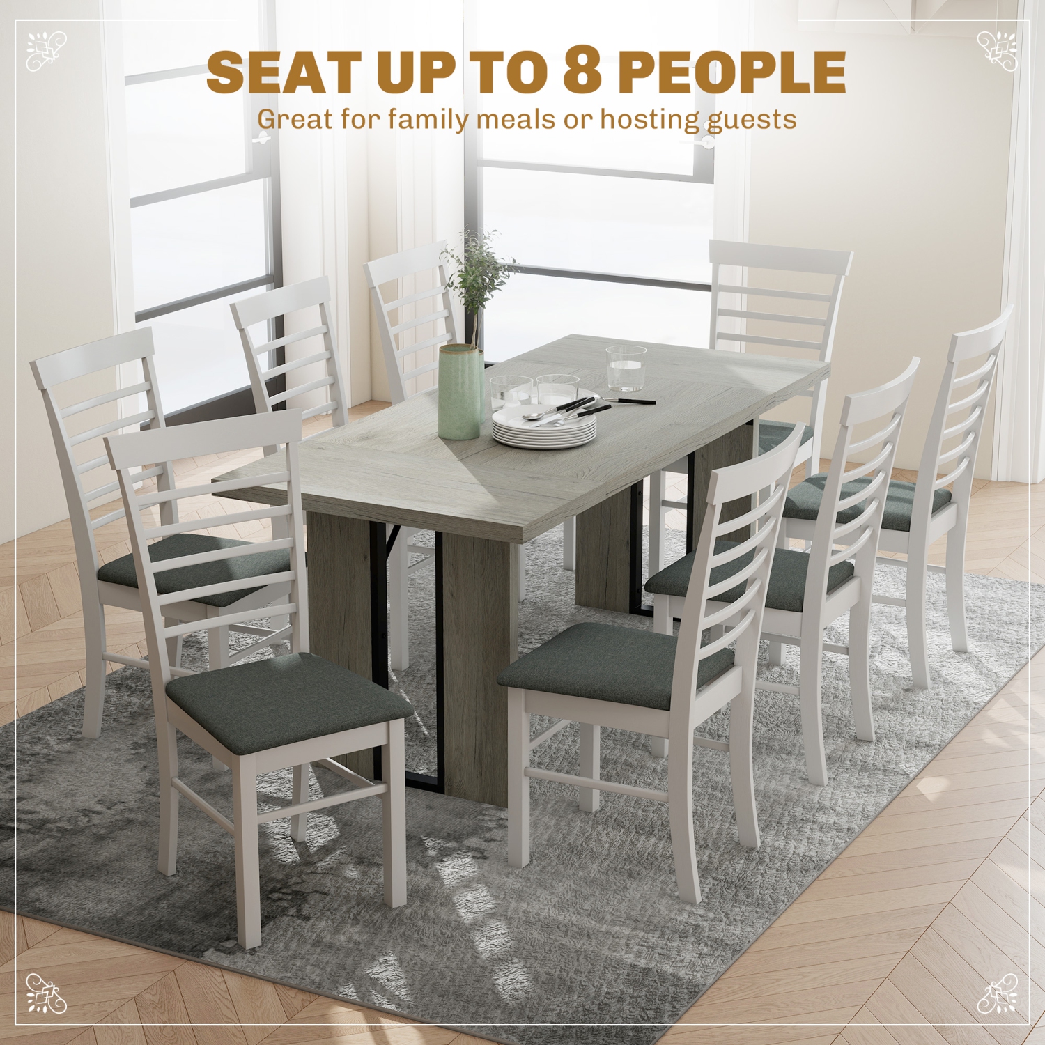 HOMCOM – Grande table de salle à manger de 71&nbsp;po pour 8&nbsp;personnes, table de cuisine rectangulaire industrielle avec dessus épais pour la