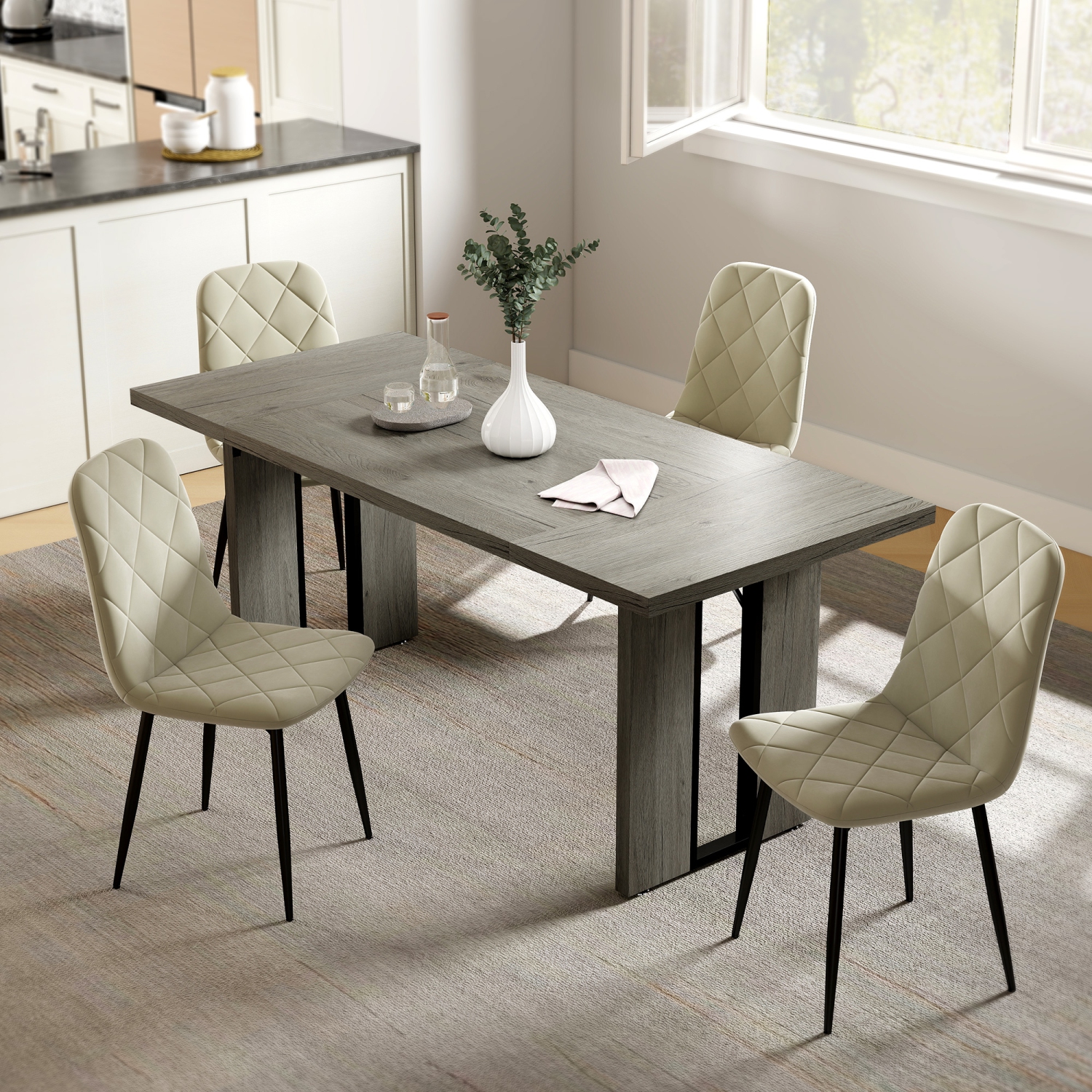 HOMCOM – Grande table de salle à manger de 71&nbsp;po pour 8&nbsp;personnes, table de cuisine rectangulaire industrielle avec dessus épais pour la