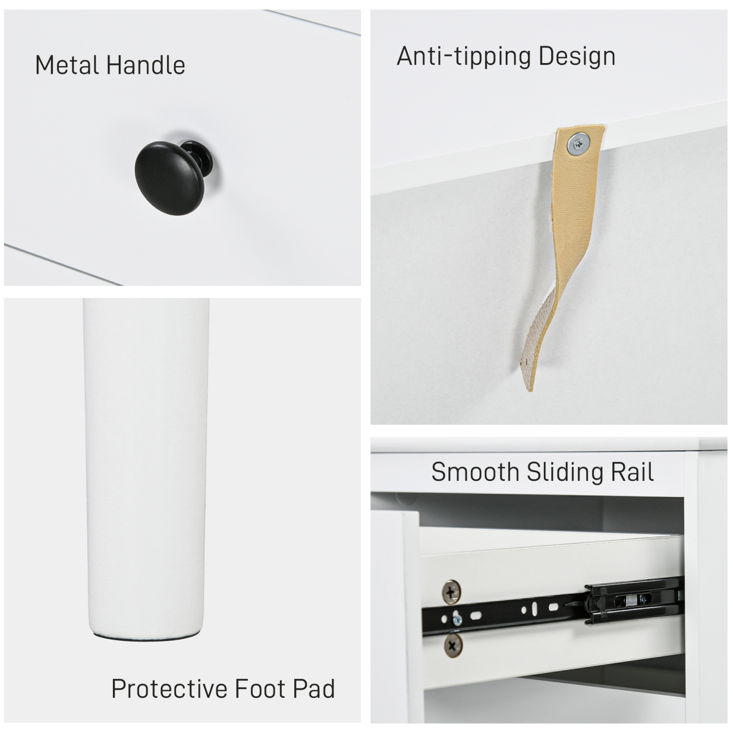 Ensemble de 2 tables de chevet de HOMCOM, tables de chevet à 3 tiroirs, tables de chevet modernes avec poignées rondes pour chambre, blanc