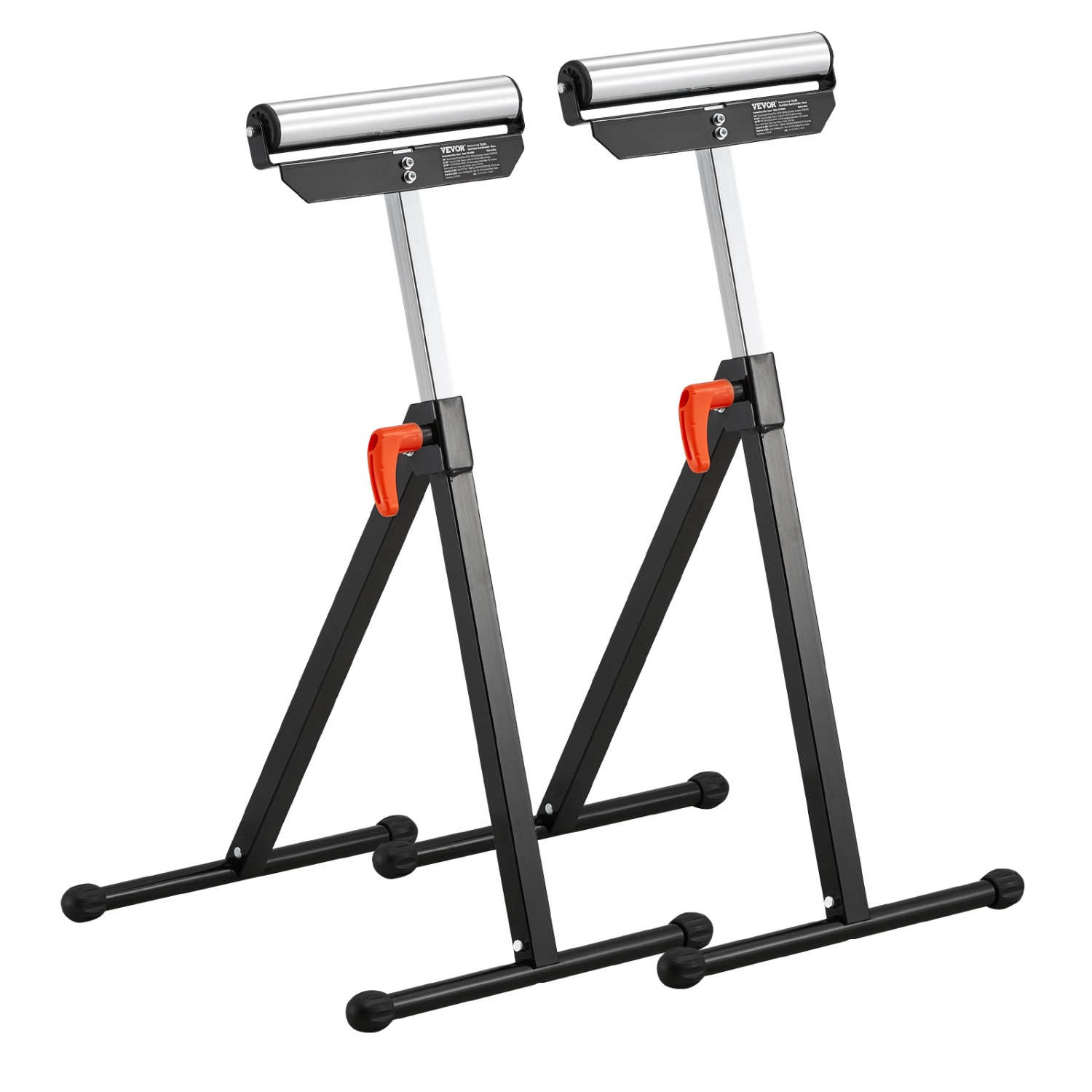 VEVOR 2-Pack Roller Stands, 135 lbs L. C., 26.8-42.5'' Adjustable Height, Folding Heavy Duty with 11.5 in Polished Steel Head, for Table Saw Outfeed