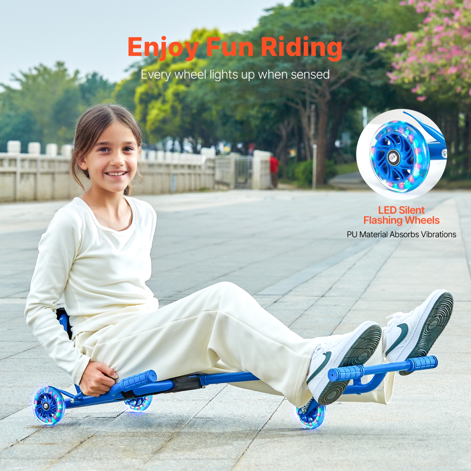 VEVOR 198lbs Load Capacity Ride on Scooter, Swing Side-to-Side, Powered by Zig-Zag Motion, Ride on Drifting Toy for Ages 10+, Rides on Any Hard