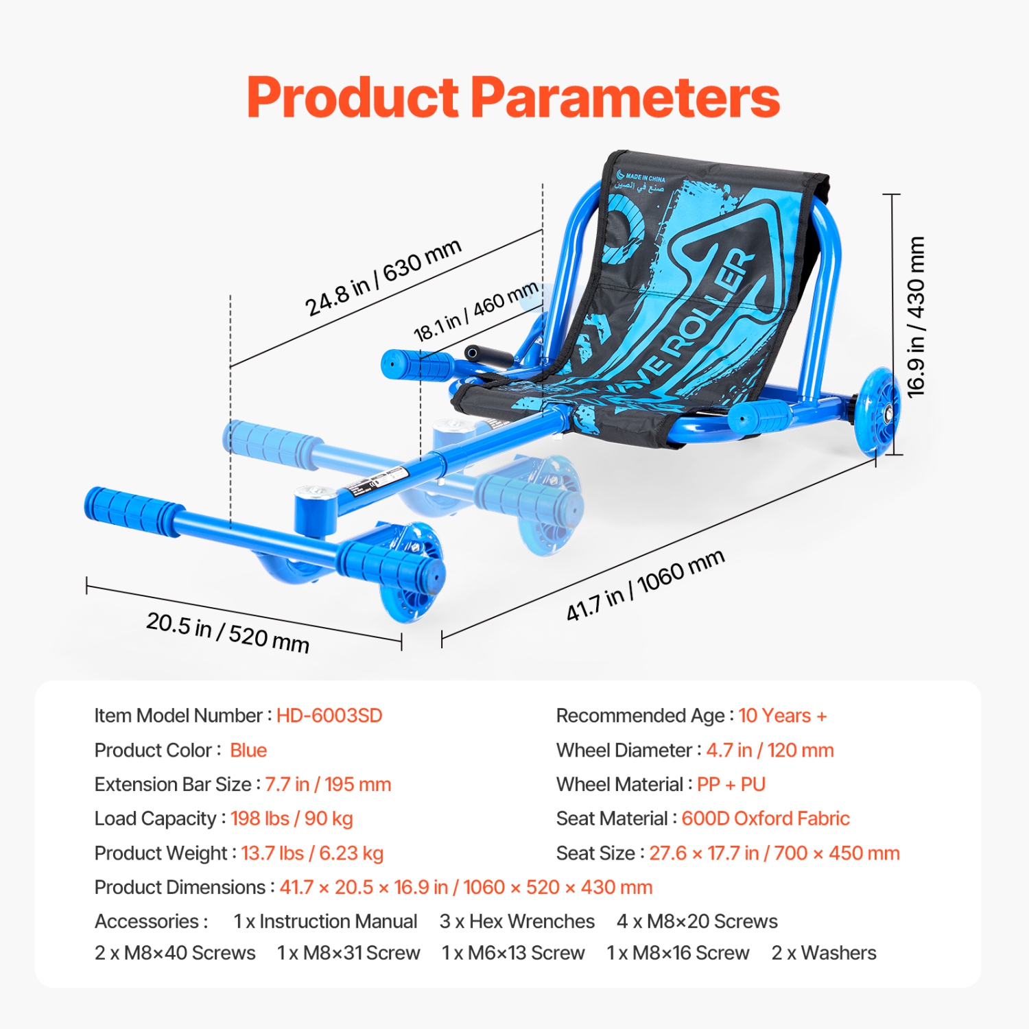 VEVOR 198lbs Load Capacity Ride on Scooter, Swing Side-to-Side, Powered by Zig-Zag Motion, Ride on Drifting Toy for Ages 10+, Rides on Any Hard