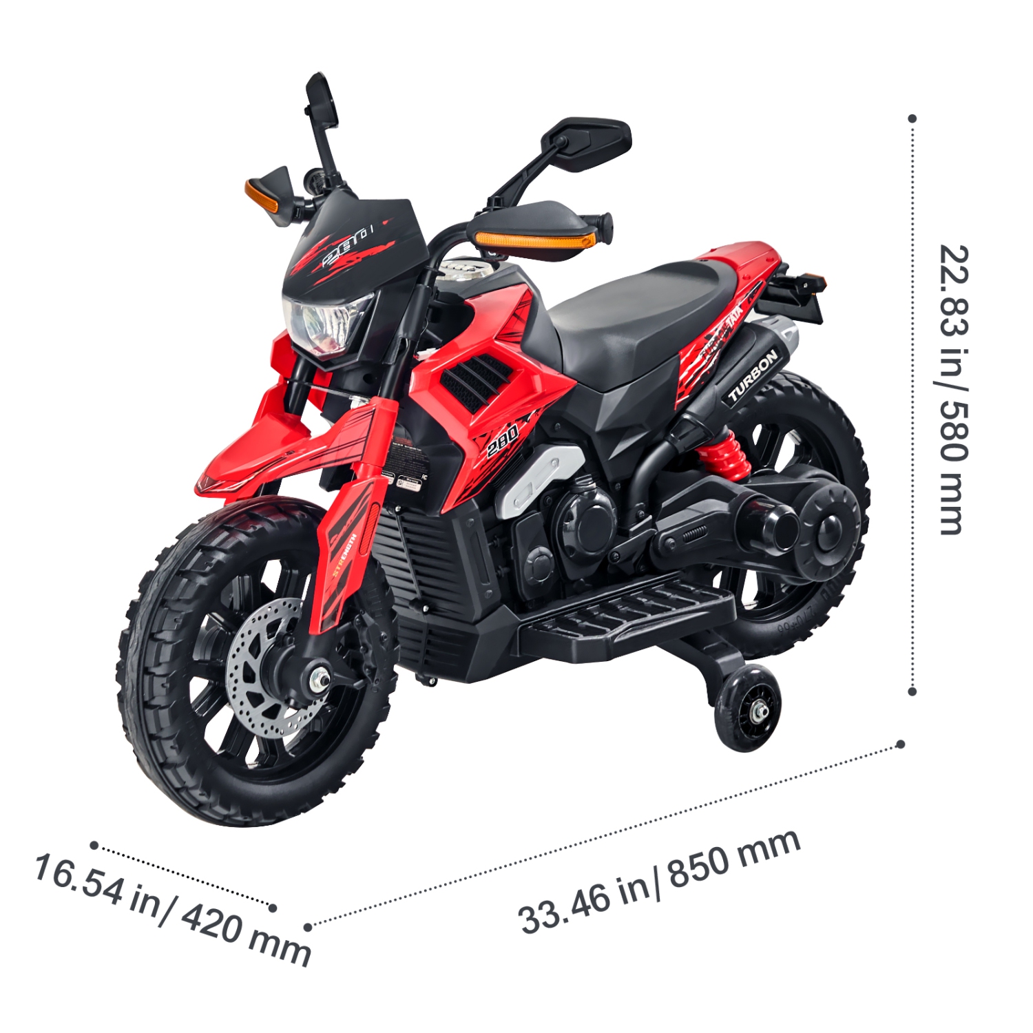 VEVOR Kids Ride On Motorcycle, 12V Battery Powered Motorcycle with Speed Up to 3mph, Detachable Training Wheels, Headlight, LED Light, Music,