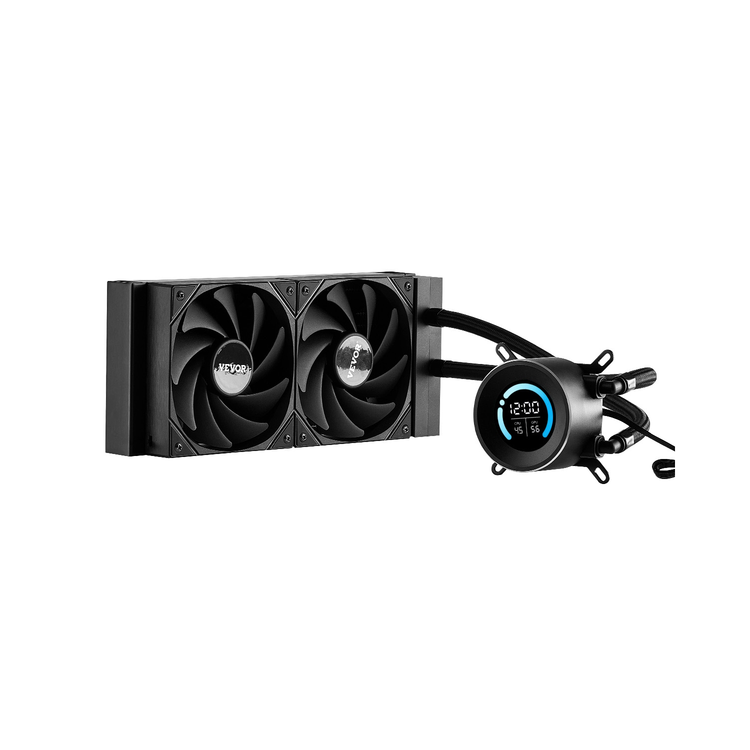 VEVOR 1.8" Display CPU Liquid Cooler, AIO CPU Water Cooler-120mm PWN Fans, Pump, Max. 2200RPM CPU Cooling Fan, Black PC Cooler for Intel