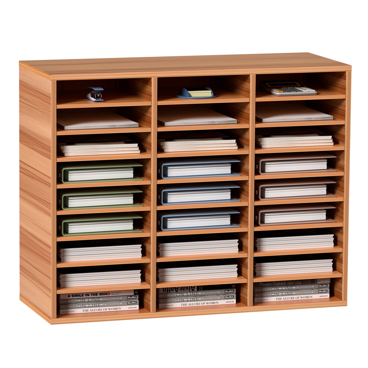 Meuble de rangement en bois à 27 compartiments VEVOR, tablettes ajustables, centre de courrier en panneaux de fibres à densité moyenne, rangement