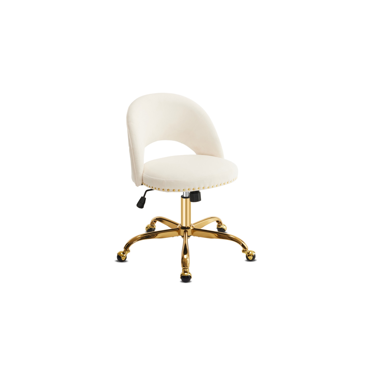 White Task Chair Office Desk Chair Make Up Chair With Wheels