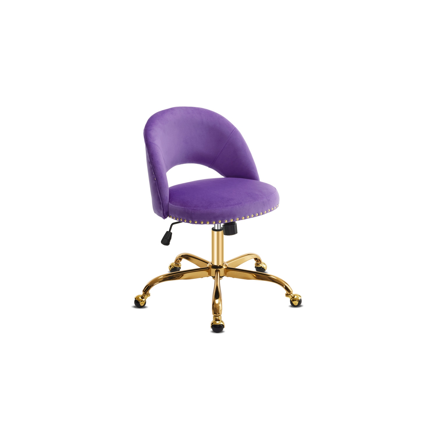 Purple Task Chair Office Desk Chair Make Up Chair With Wheels