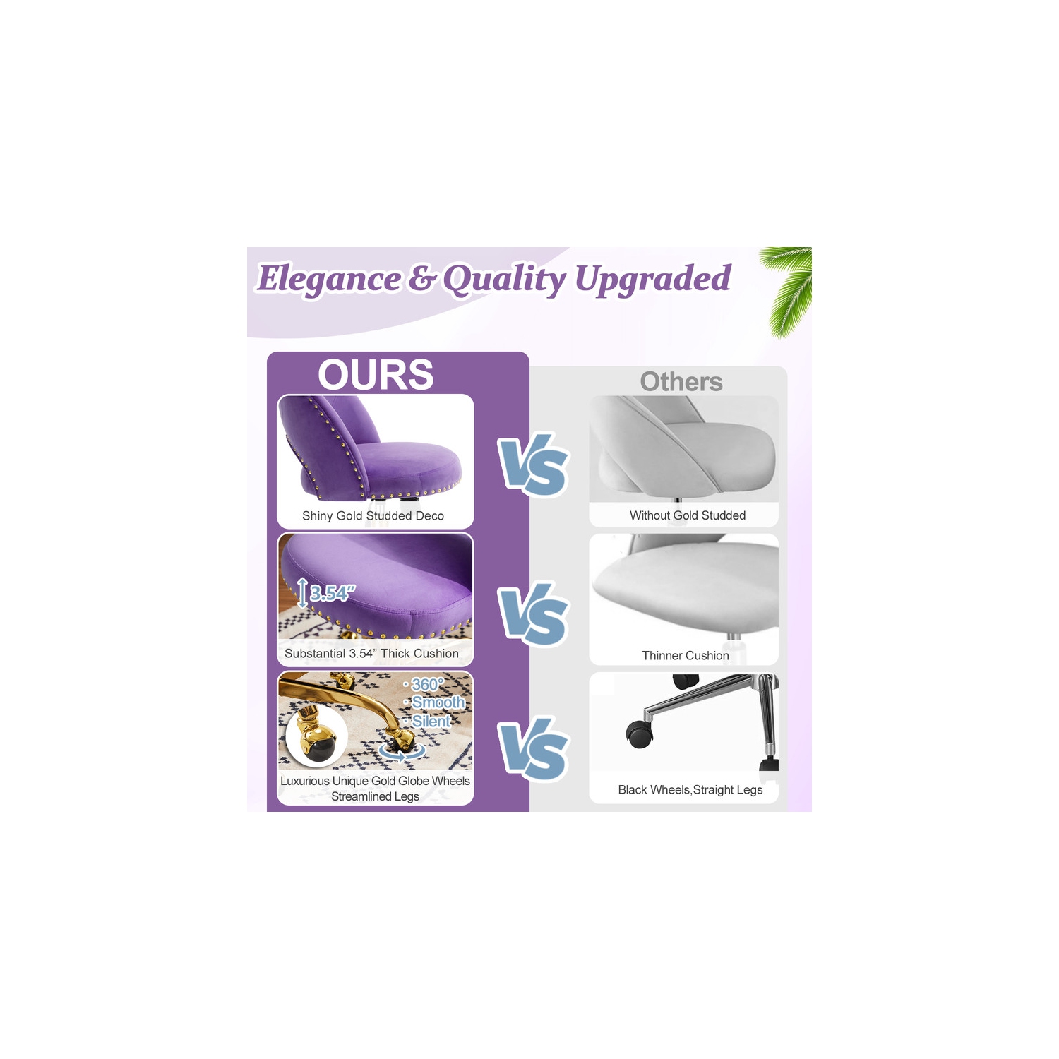 Purple Task Chair Office Desk Chair Make Up Chair With Wheels