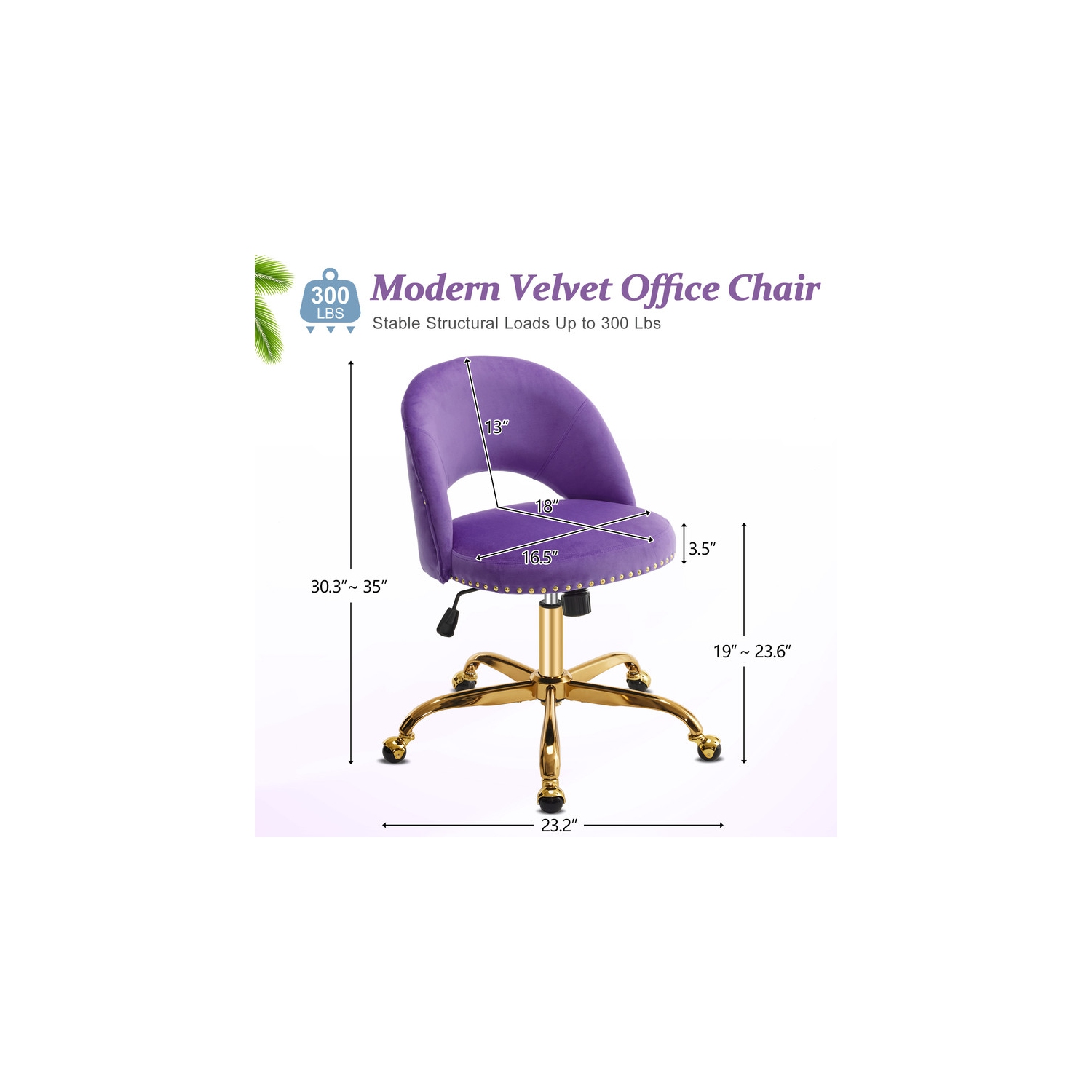 Purple Task Chair Office Desk Chair Make Up Chair With Wheels