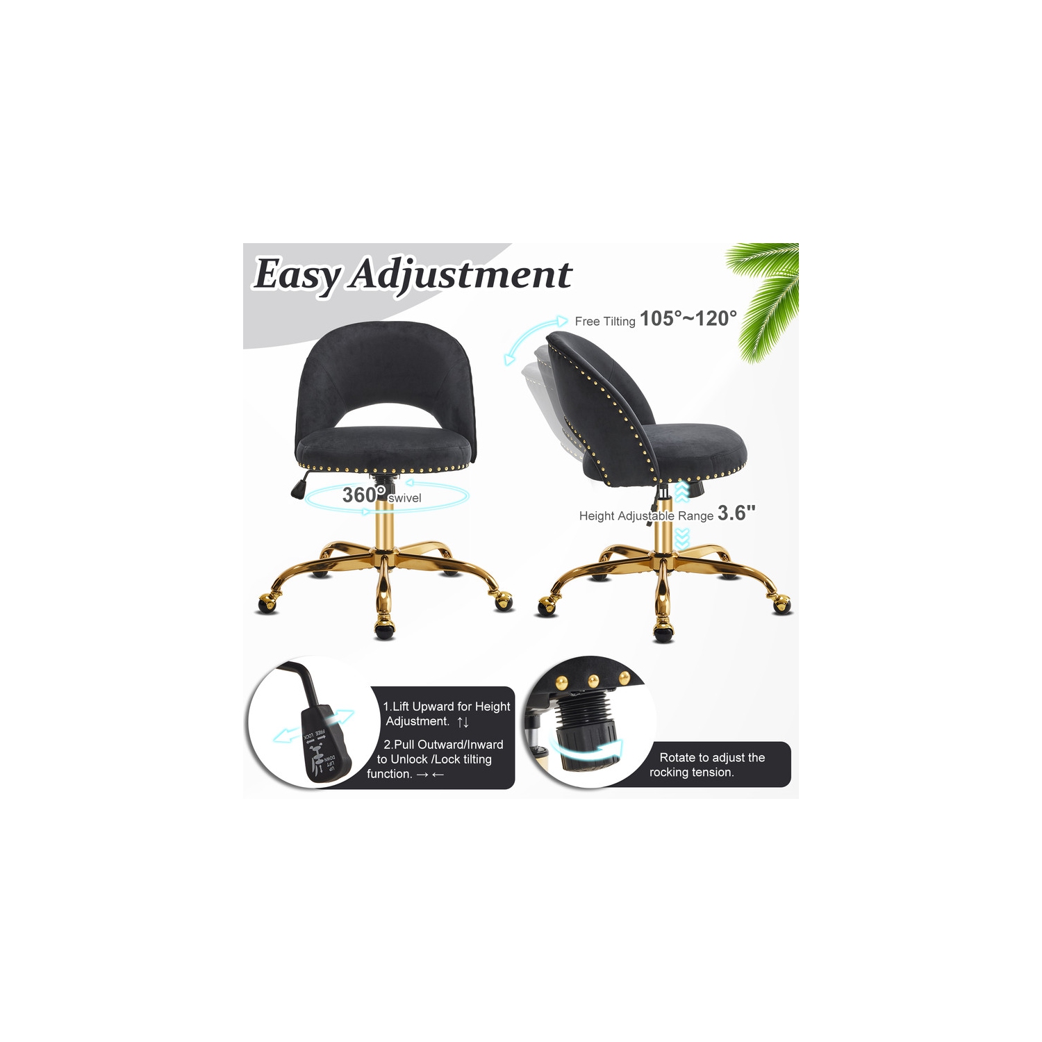 Chaise de bureau de bureau Chaise de bureau noire avec roulettes