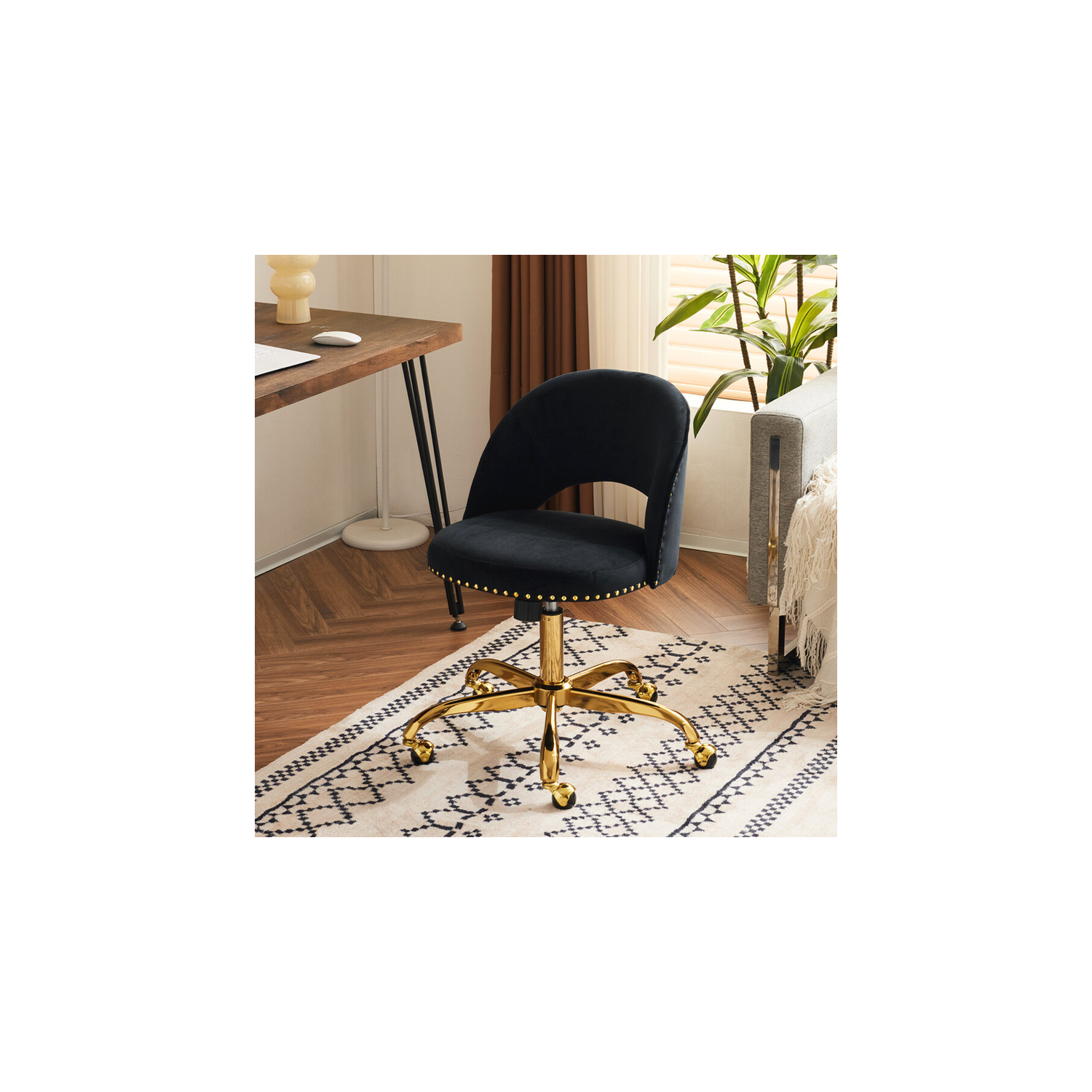 Chaise de bureau de bureau Chaise de bureau noire avec roulettes