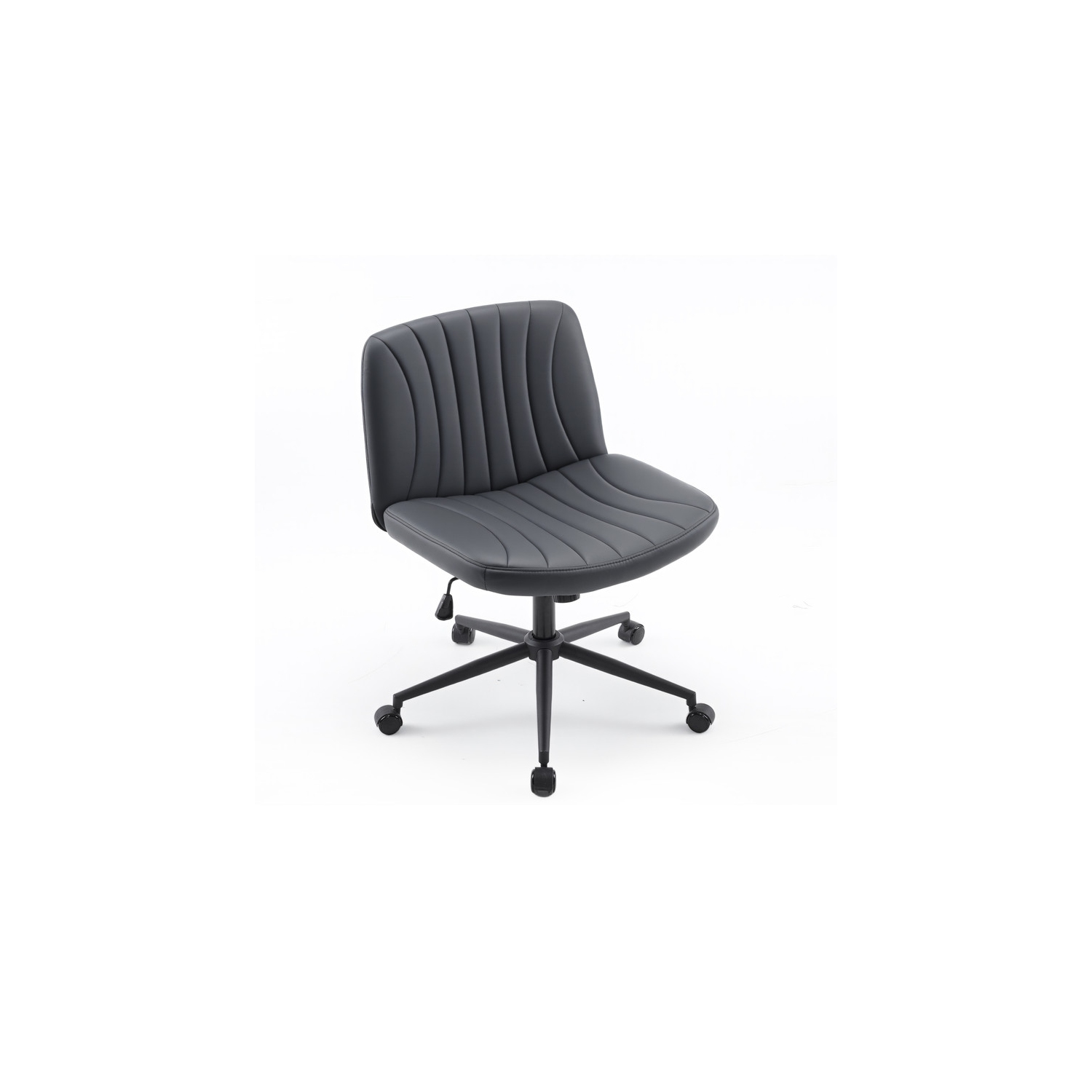 Black 25" W Cat's Claw Leather Adjustable Height Swivel Office Chair