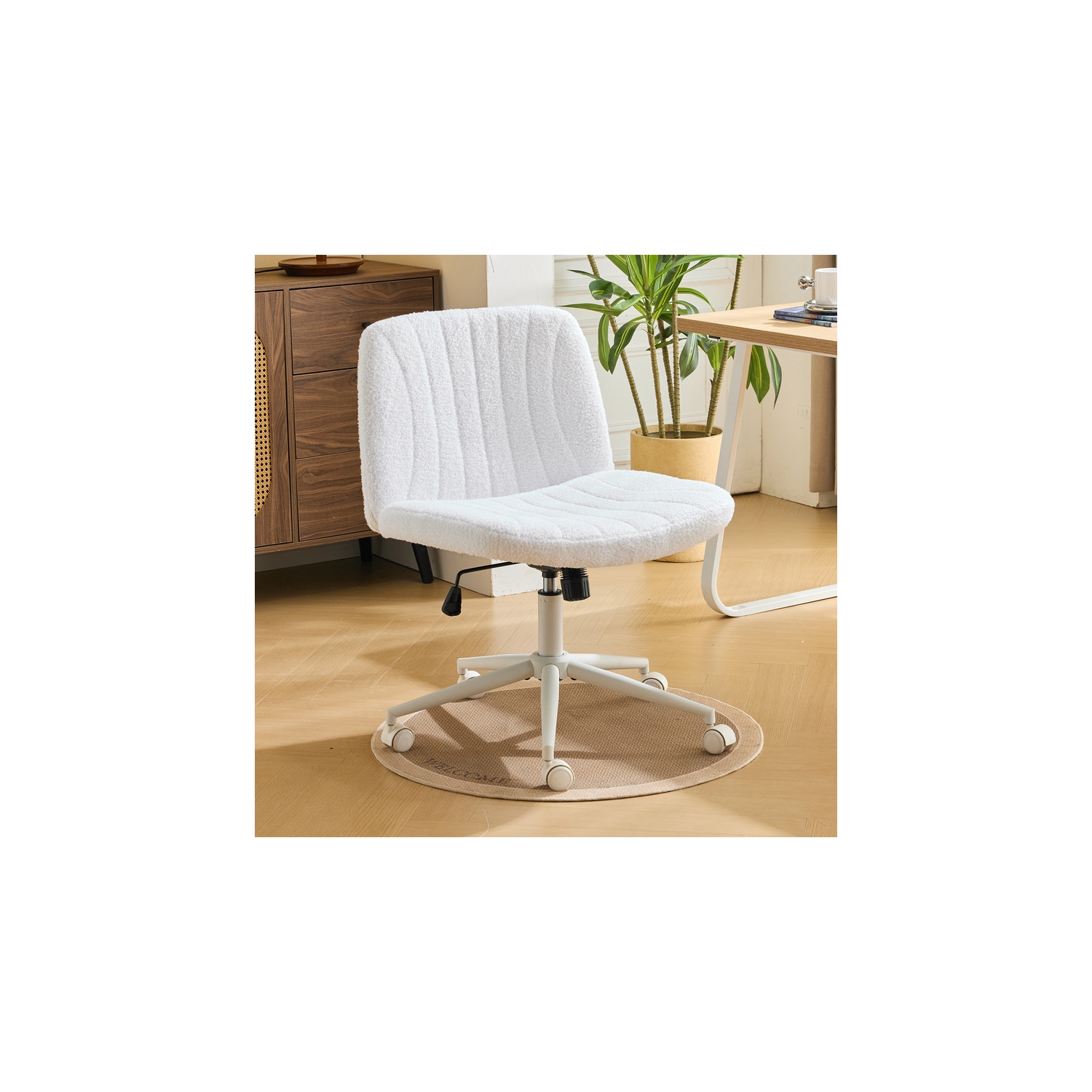 Fauteuil de bureau pivotant à hauteur réglable en cuir de 25&nbsp;po de large Cat's Claw, blanc