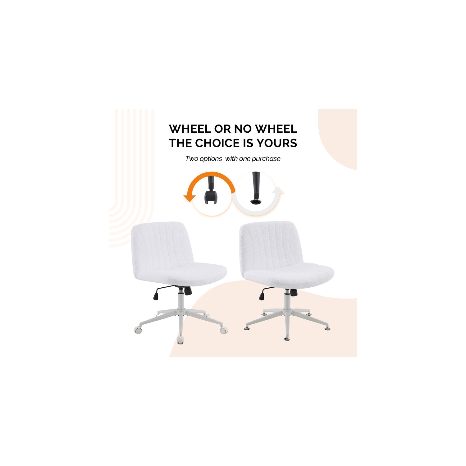 Fauteuil de bureau pivotant à hauteur réglable en cuir de 25&nbsp;po de large Cat's Claw, blanc