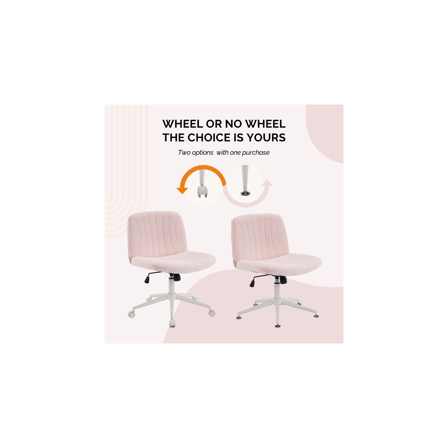 Pink 25" W Cat's Claw Leather Adjustable Height Swivel Office Chair