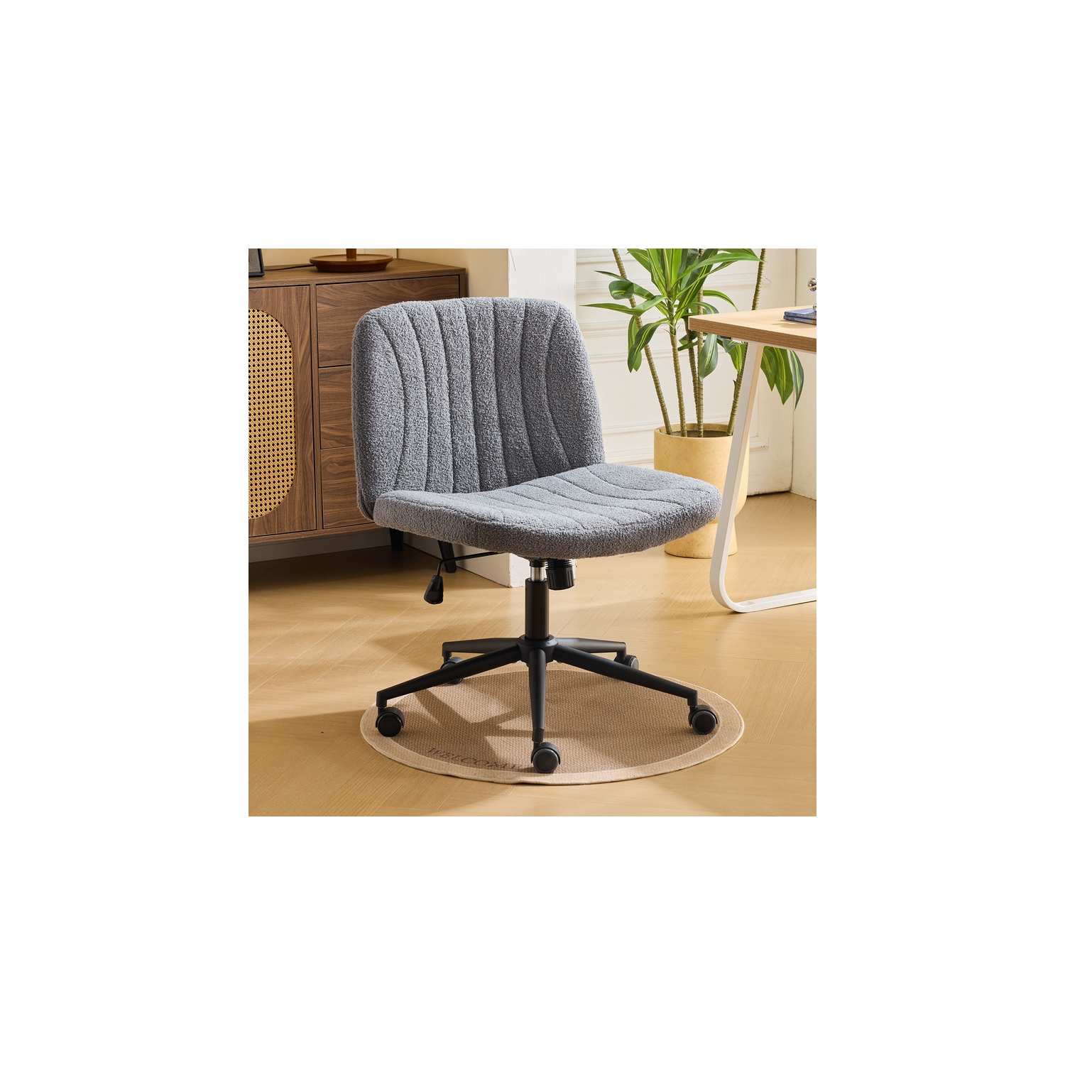 Dark Grey 25" W Cat's Claw Leather Adjustable Height Swivel Office Chair