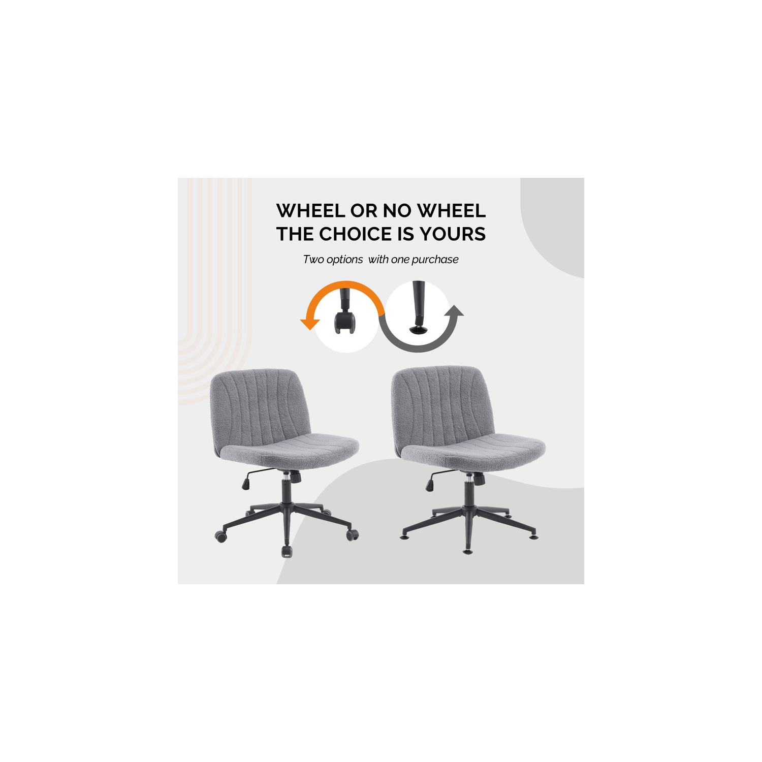 Dark Grey 25" W Cat's Claw Leather Adjustable Height Swivel Office Chair