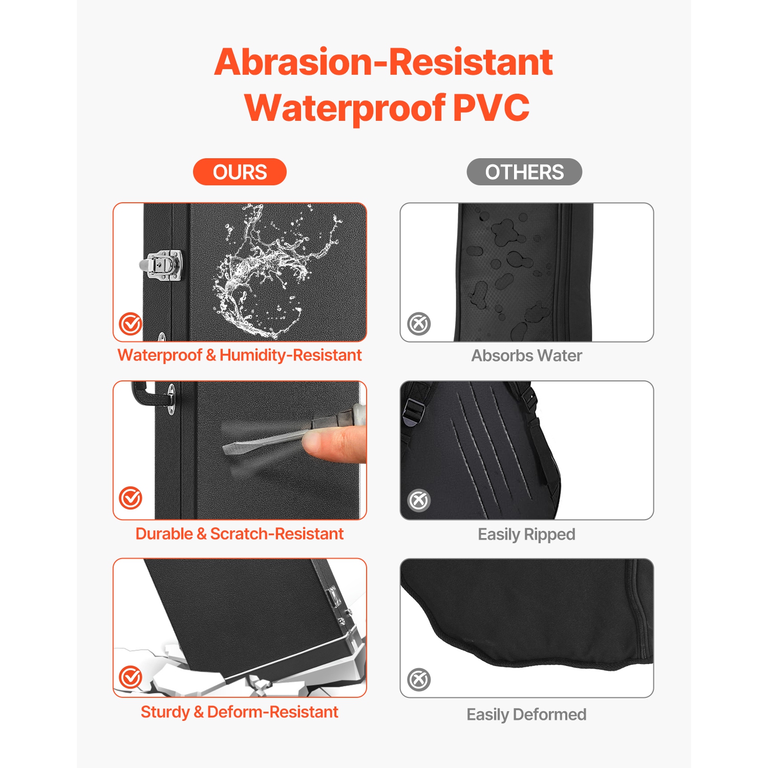Étui rigide pour guitare basse VEVOR 48,03 po, rectangulaire, avec poignée à verrou, doublure douce en PVC, étuis rigides résistants à