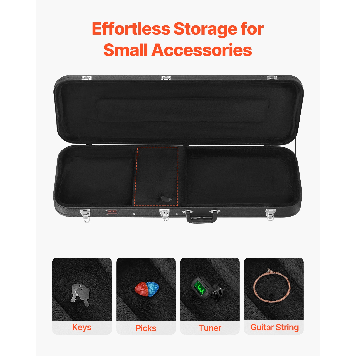 Étui rigide pour guitare basse VEVOR 48,03 po, rectangulaire, avec poignée à verrou, doublure douce en PVC, étuis rigides résistants à