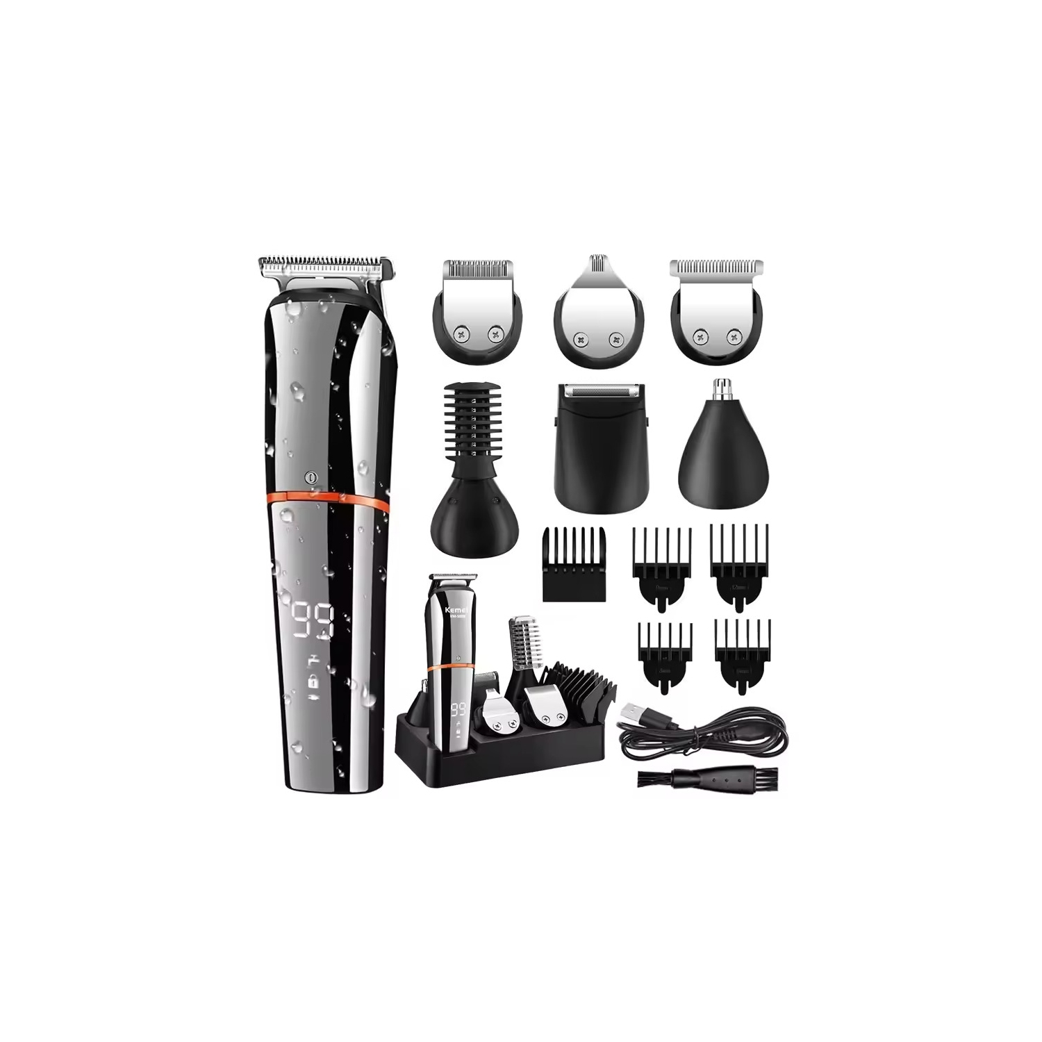 Men's Beard Trimmer and Nose Hair Trimmer, 6 in 1 Hair Clipper Set, Perfect for Beard, Hair, Body, Nose, Ears