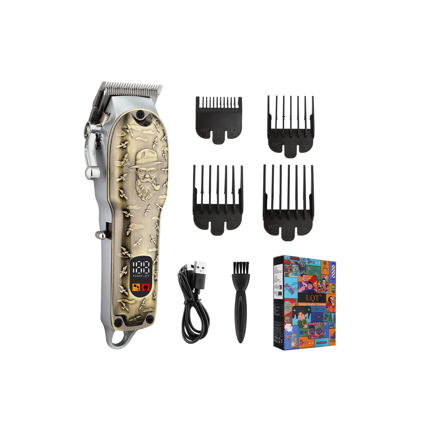 Men's Hair Clipper Set, Hair Clipper Trimmer with LED Display, USB Charging, Suitable for Travel and Home Use