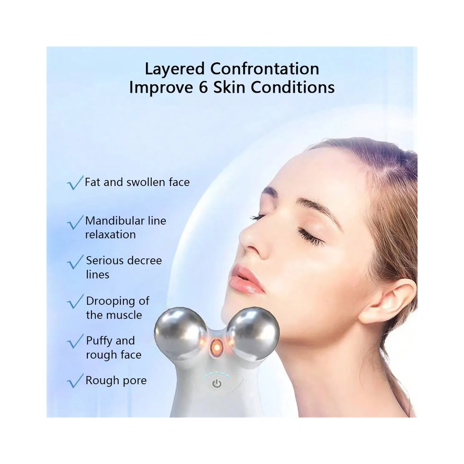 EMS Micro-Current Lifting Instrument, Face Roller Massager, Facial Beauty Instrument Suitable for Facial Anti-Wrinkle Firming Skin Care