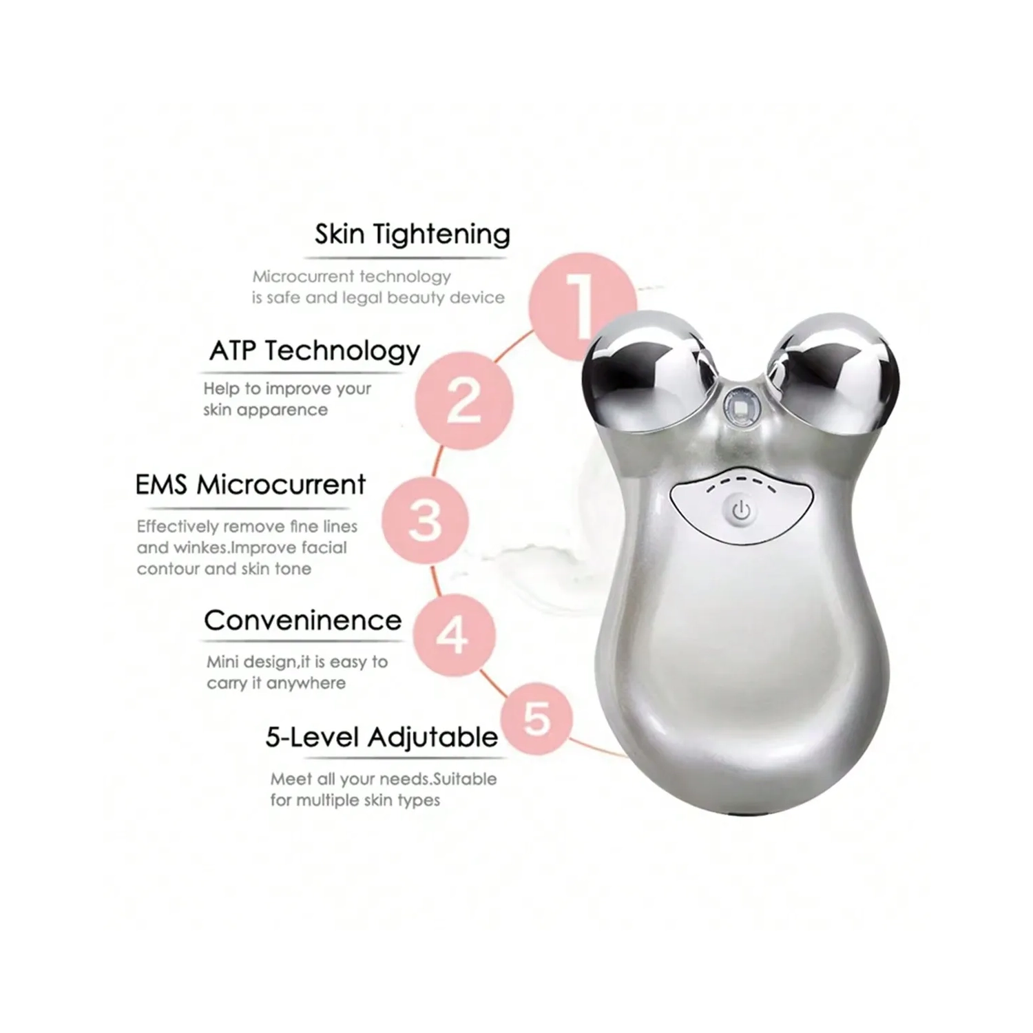 EMS Micro-Current Lifting Instrument, Face Roller Massager, Facial Beauty Instrument Suitable for Facial Anti-Wrinkle Firming Skin Care