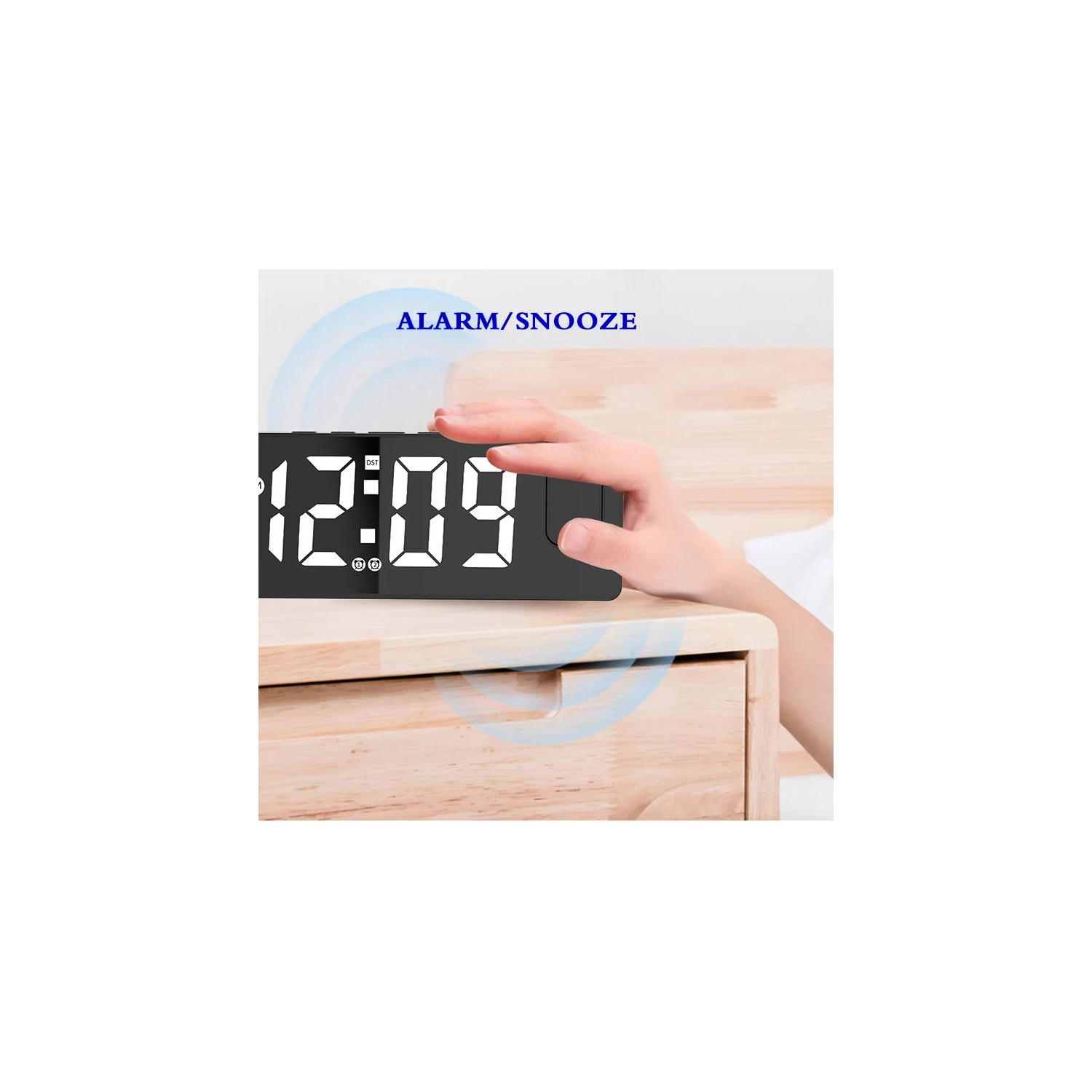 Réveil à projection multifonctionnel Recharge USB Grand écran numérique LED Horloge numérique à miroir électronique - Modèle de chargement noir