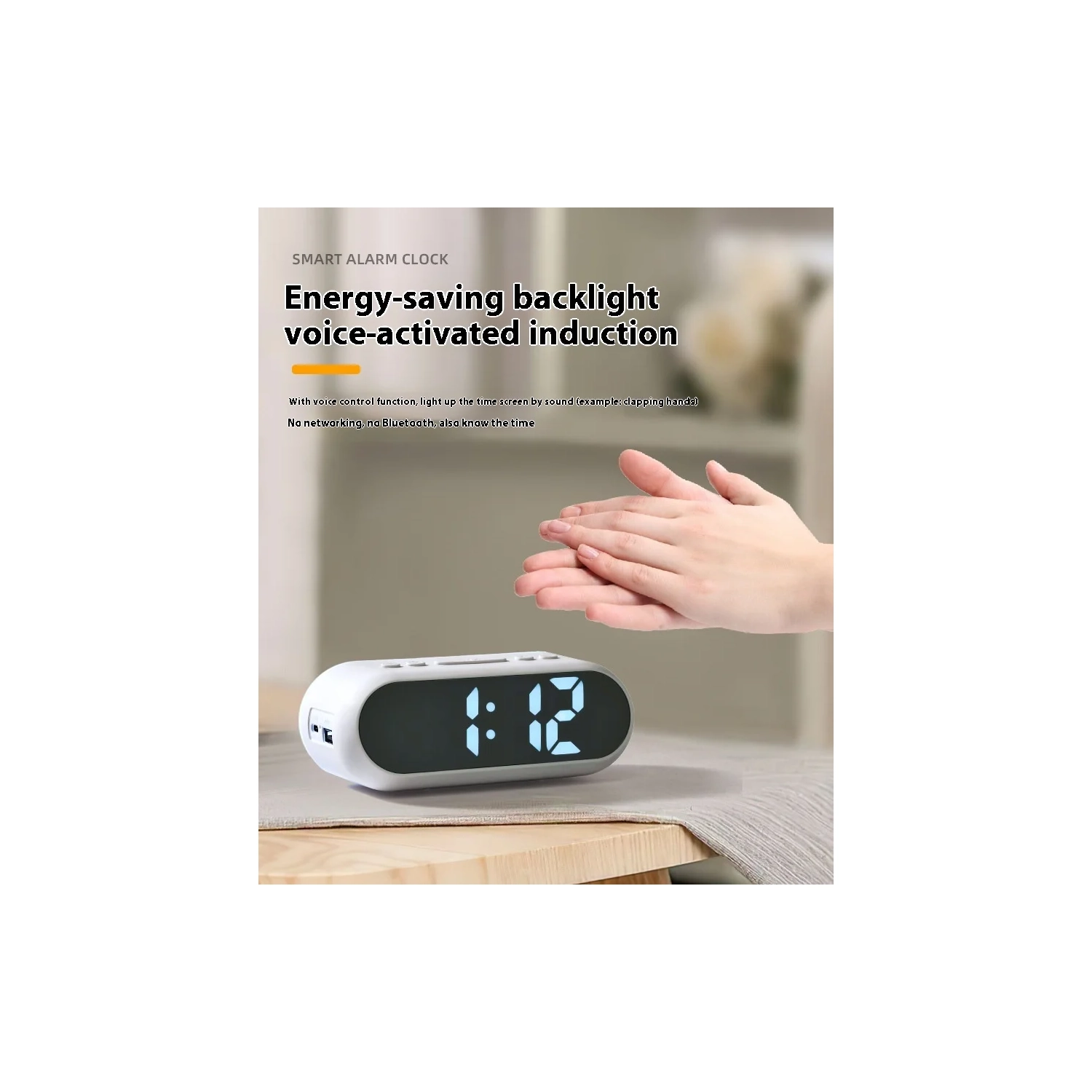 Réveille-matin de recharge USB multifonctionnel réveille-matin intelligent lumineux RVB à induction contrôlée par la voix