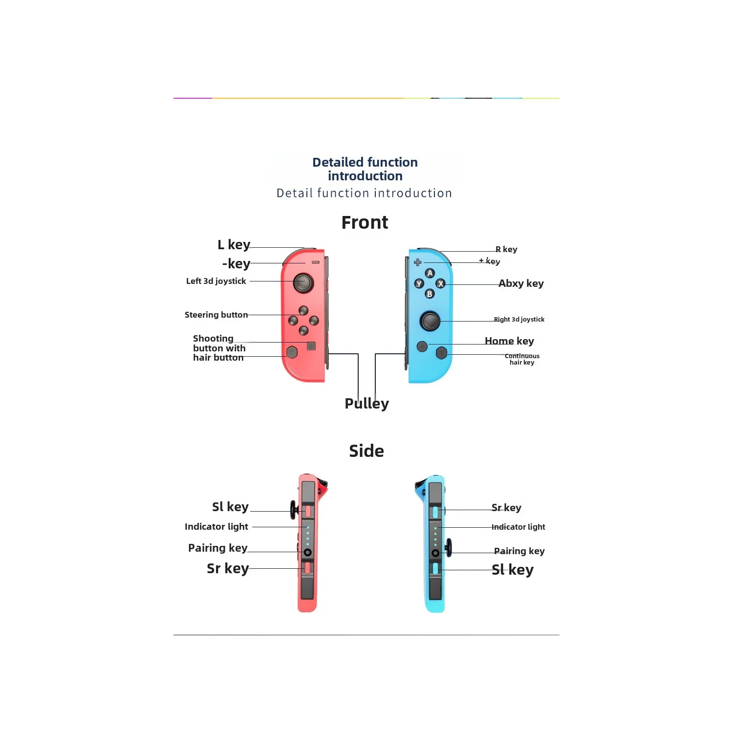 Manette de jeu de Switch manette de gauche et de droite sans fil Bluetooth avec moteur de vibration double Joycon éveil à un bouton - manette Animal