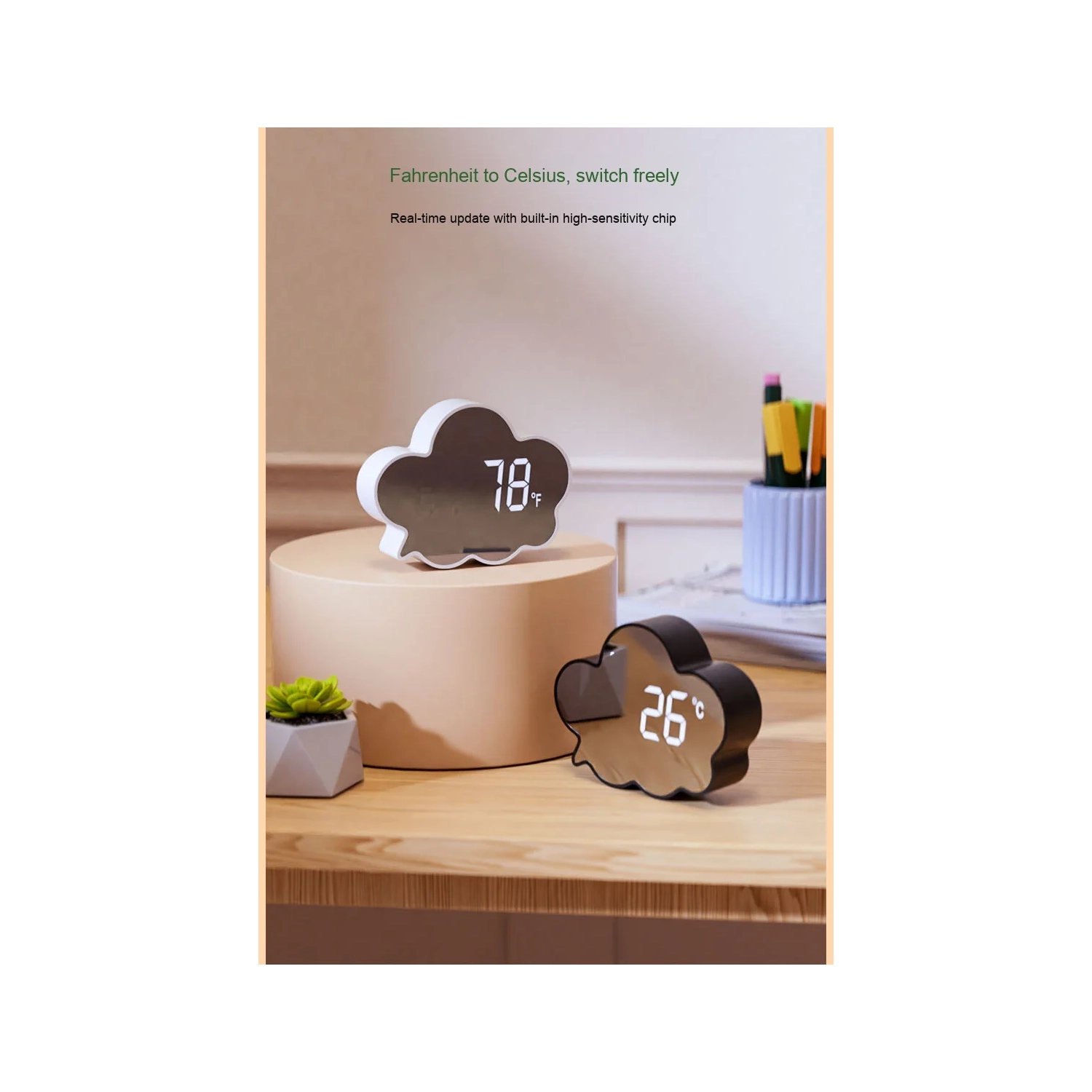 Cloud Mirror réveille-matin chambre salon intelligent induction à commande vocale réveil à rappel d'alarme nuage amusant - blanc