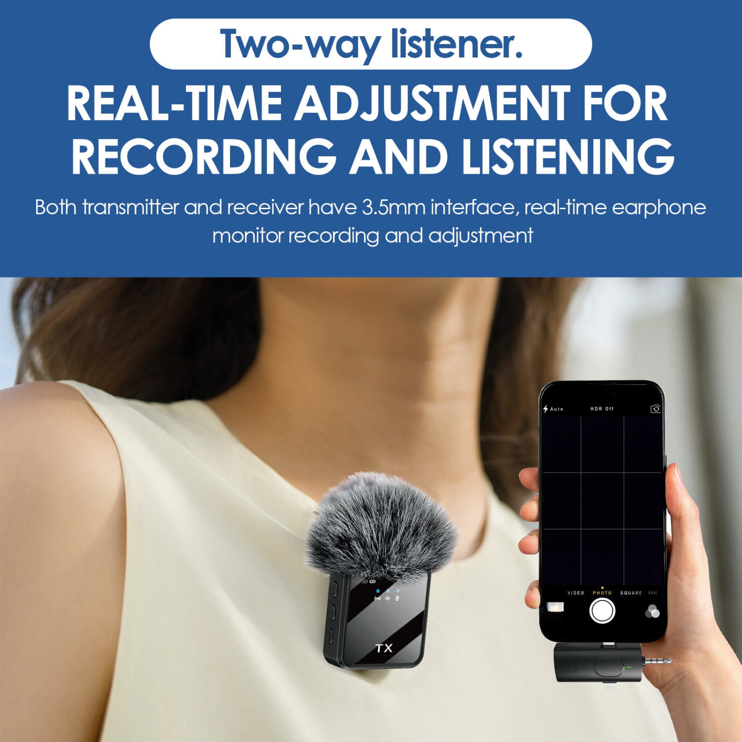 Micro-cravate sans fil 3-en-1, mini microphone portatif avec bille pour la diffusion en direct et les vidéoconférences