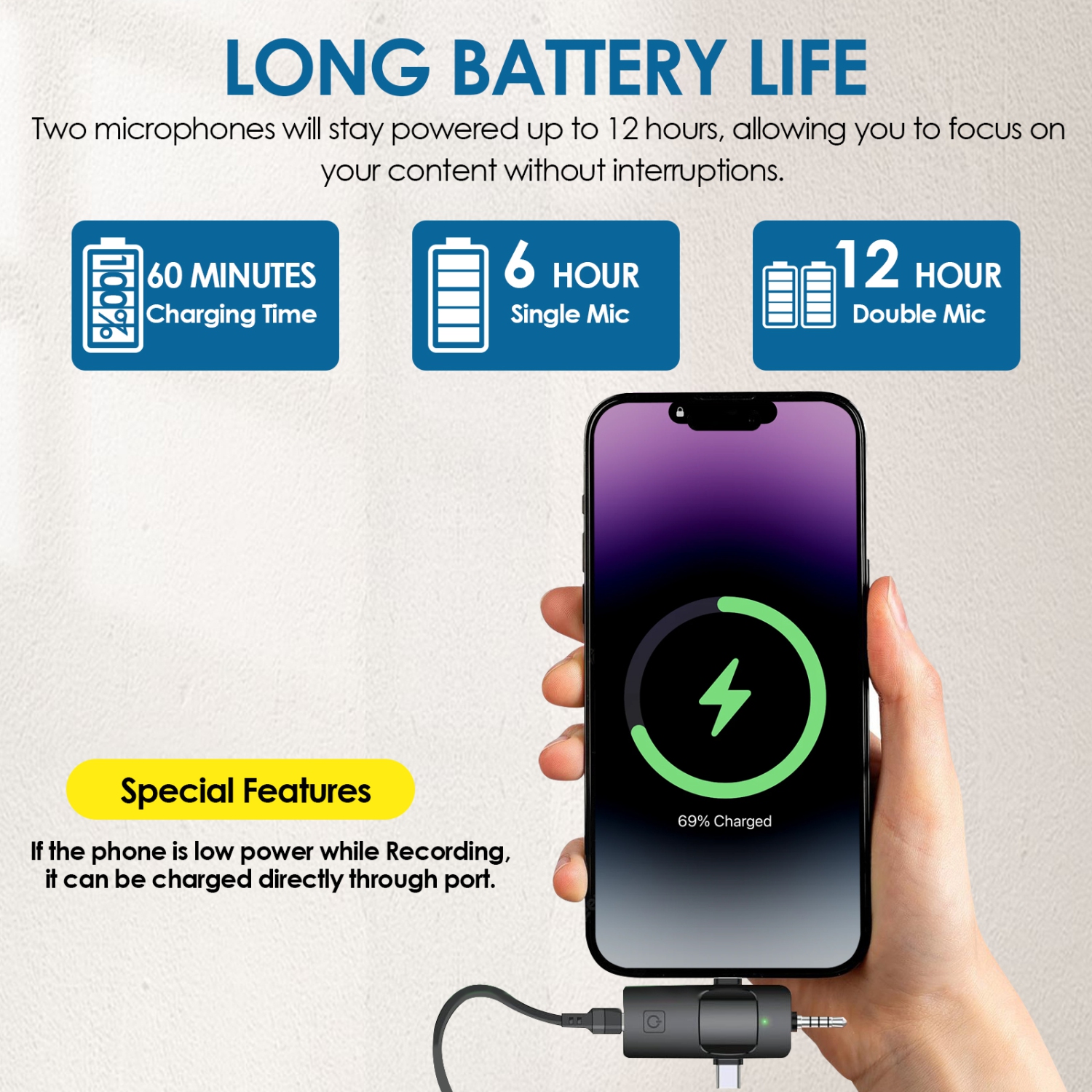 Micro-cravate sans fil 3-en-1, mini microphone portatif avec bille pour la diffusion en direct et les vidéoconférences