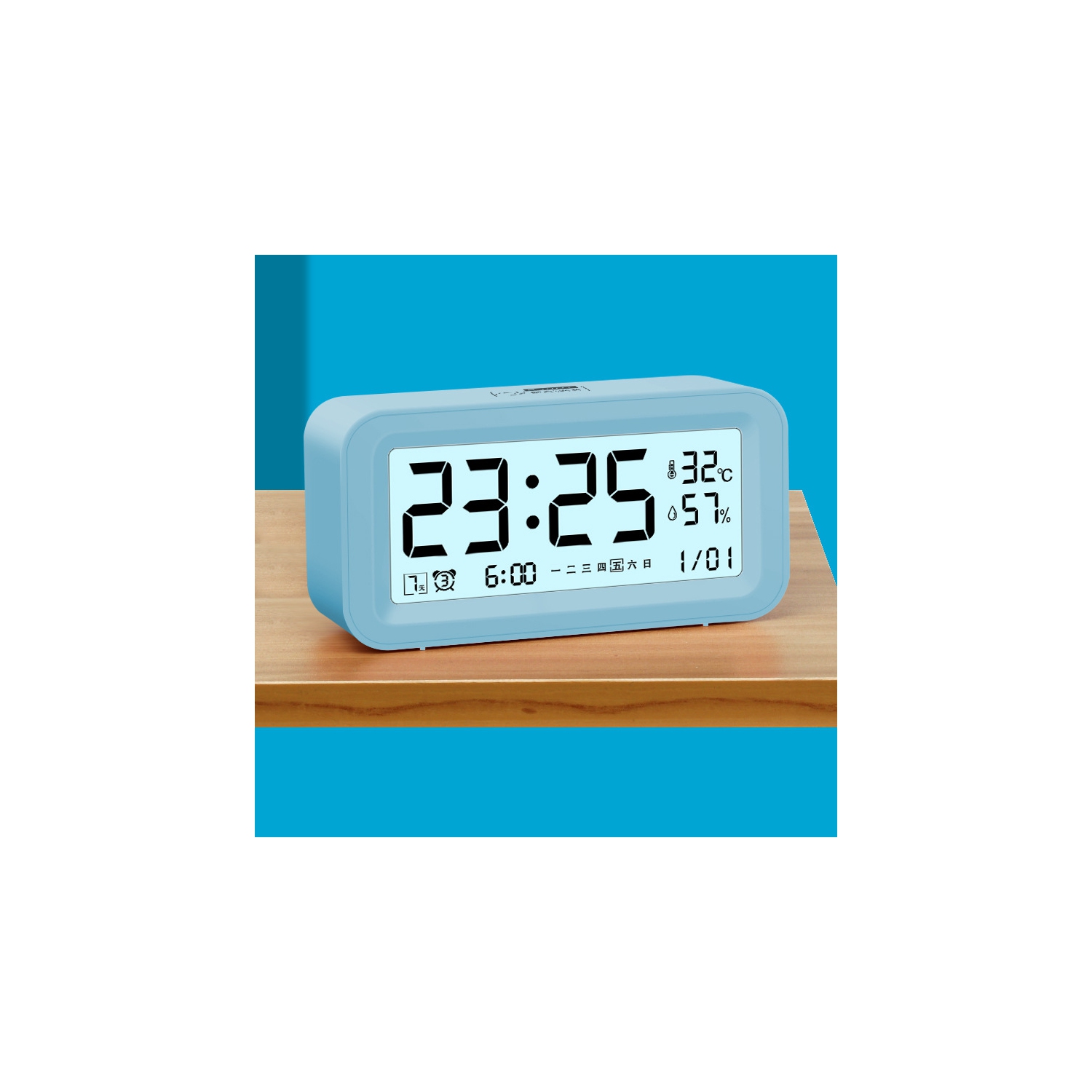 Réveille-matin électronique intelligent pour étudiant Alarme de chambre à pile silencieuse volume élevé avec alarme de température et d'humidité -