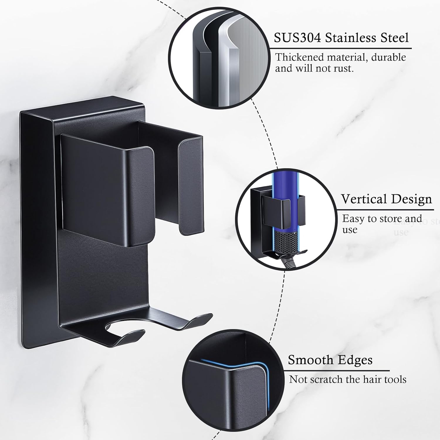 Support pour fer plat, support mural pour fer à friser, support mural pour séchoir-souffleur, support adhésif pour sèche-cheveux, range-tout pour