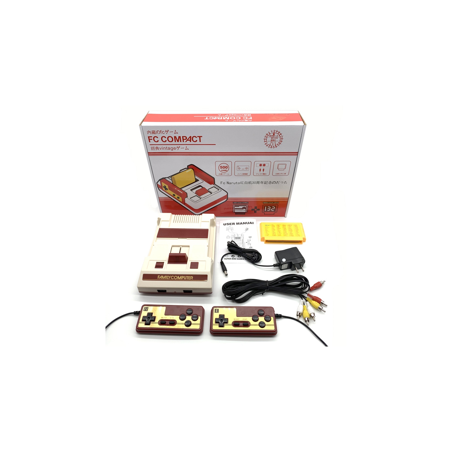 Retro game console, 632 classic games, two-wire controller, compact and portable - plug and play, can be connected to TV