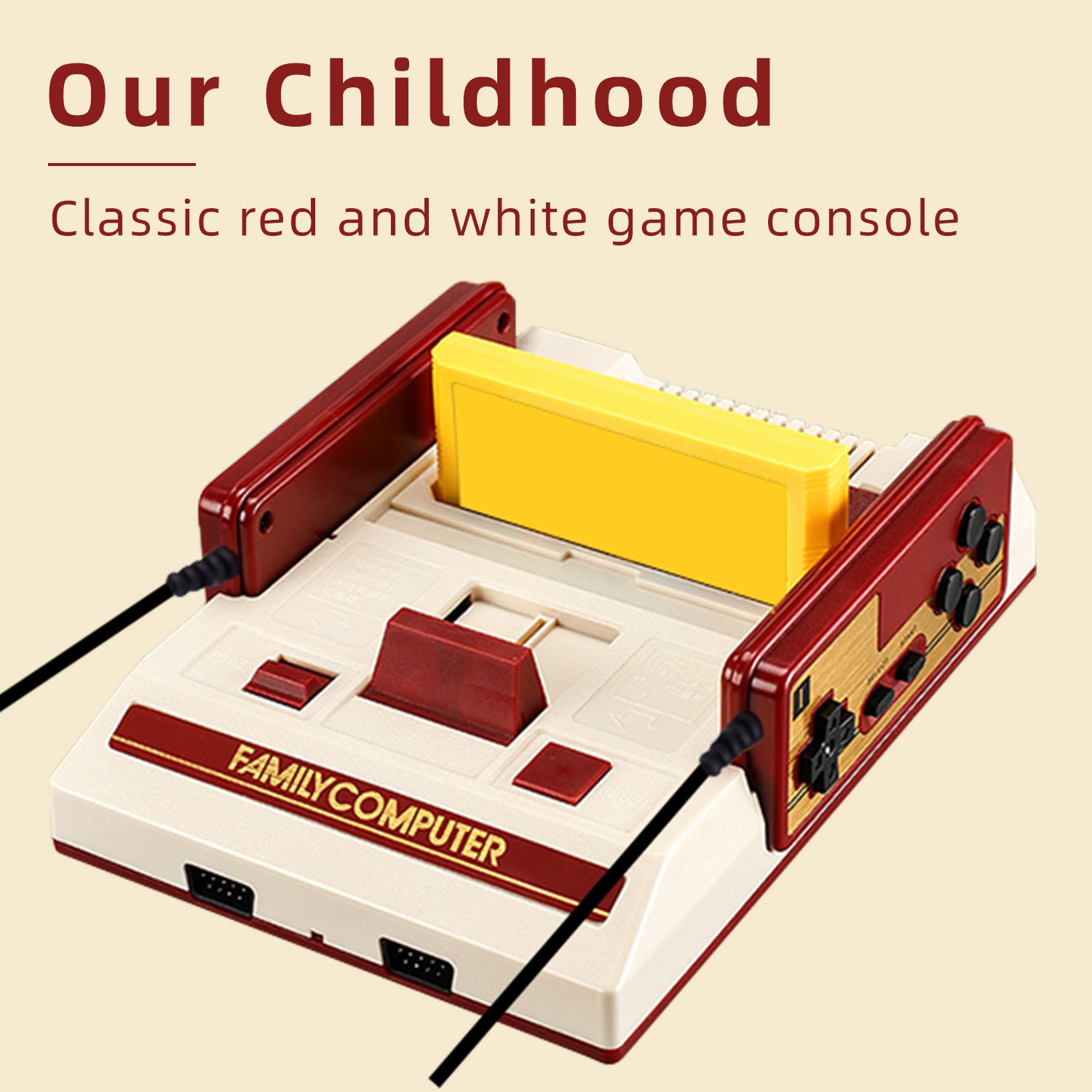 Retro game console, 632 classic games, two-wire controller, compact and portable - plug and play, can be connected to TV