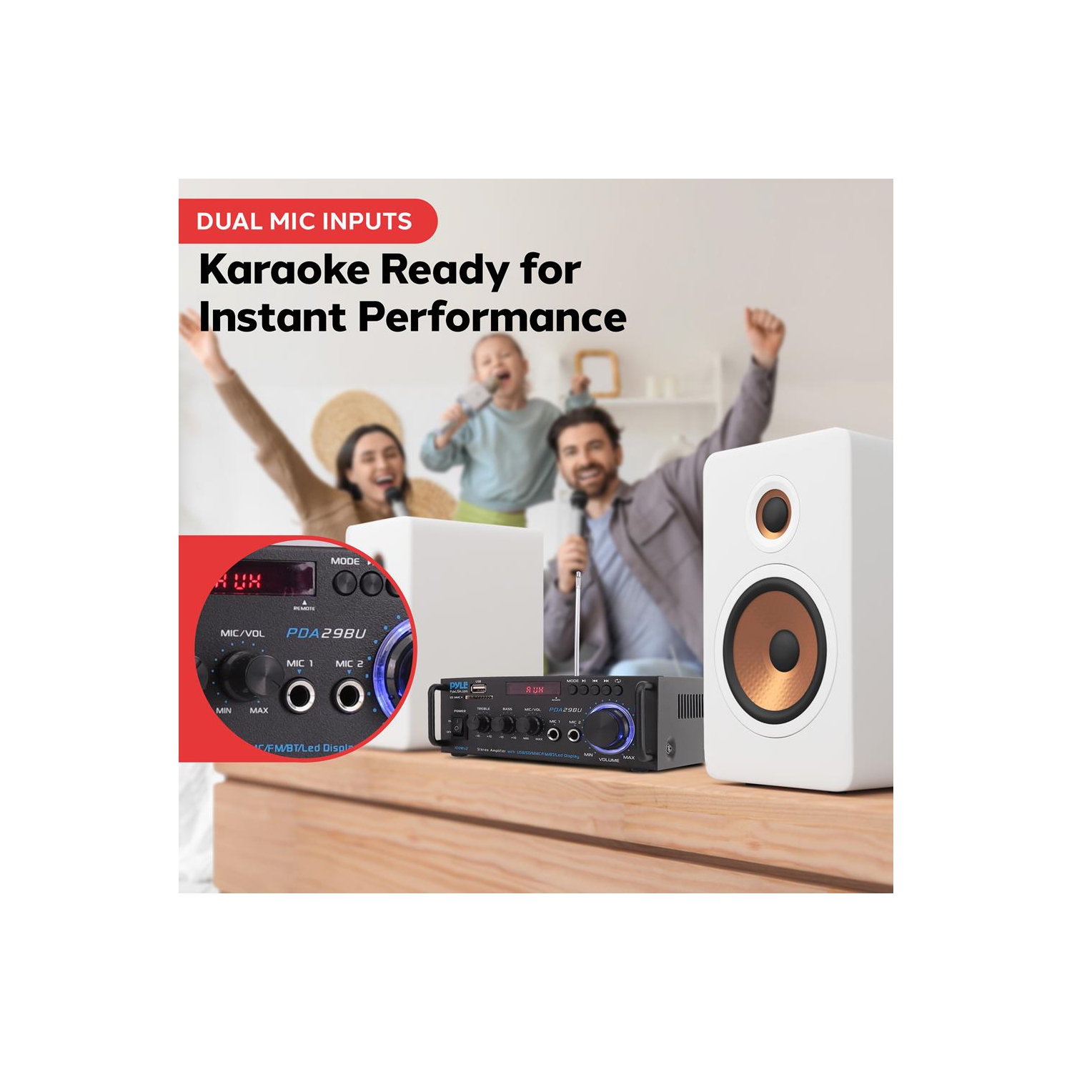 Amplificateur de puissance stéréo sans fil BT - Amplificateur compact série Blue pour diffusion audio avec RCA et bornes de haut-parleur