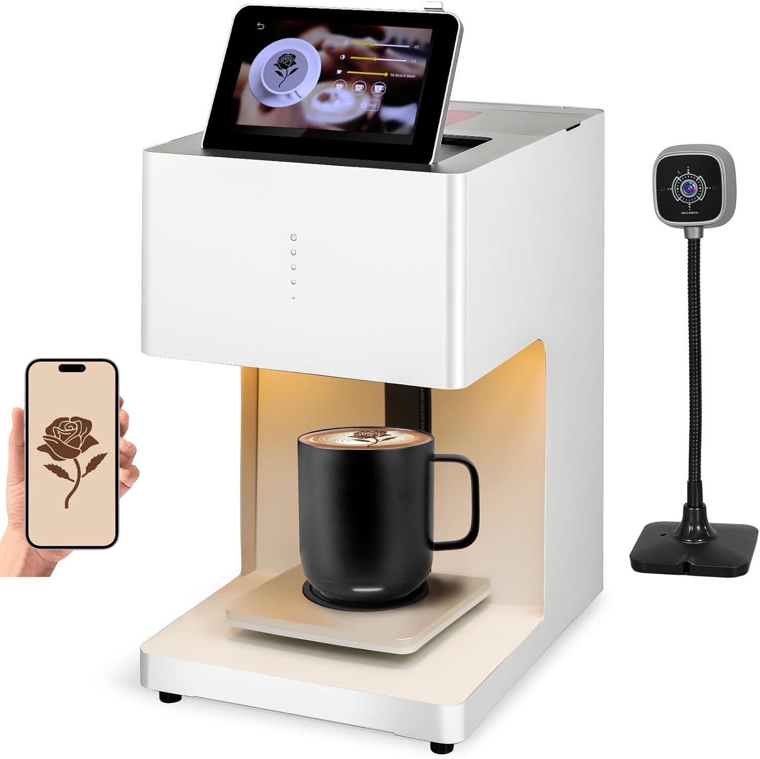 Latte Art Master Printer Auto Coffee Latte Art Maker, Smart Food Printer on Coffee/Beverage Foam & Desserts for Cafe Office Hotel Party & Event.
