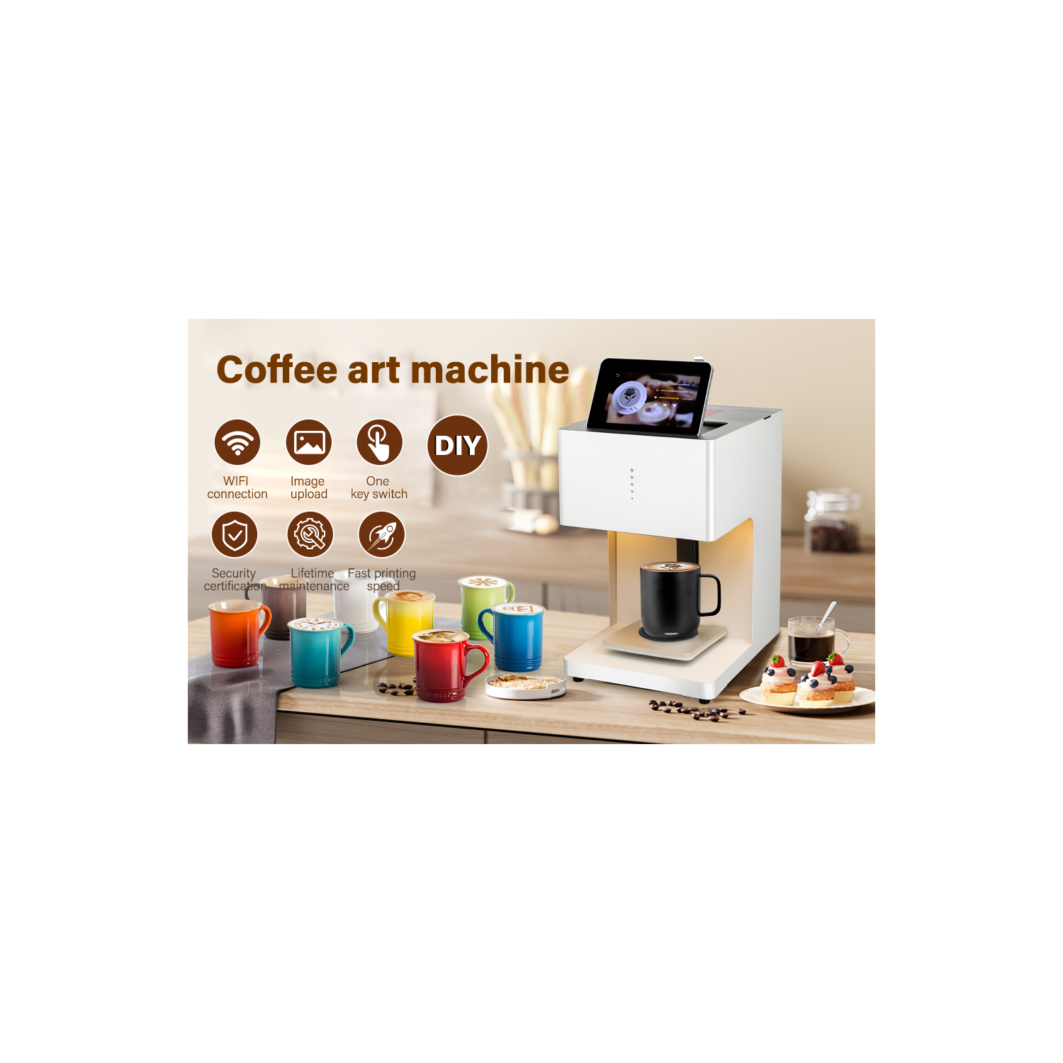 Latte Art Master Printer Auto Coffee Latte Art Maker, Smart Food Printer on Coffee/Beverage Foam & Desserts for Cafe Office Hotel Party & Event.