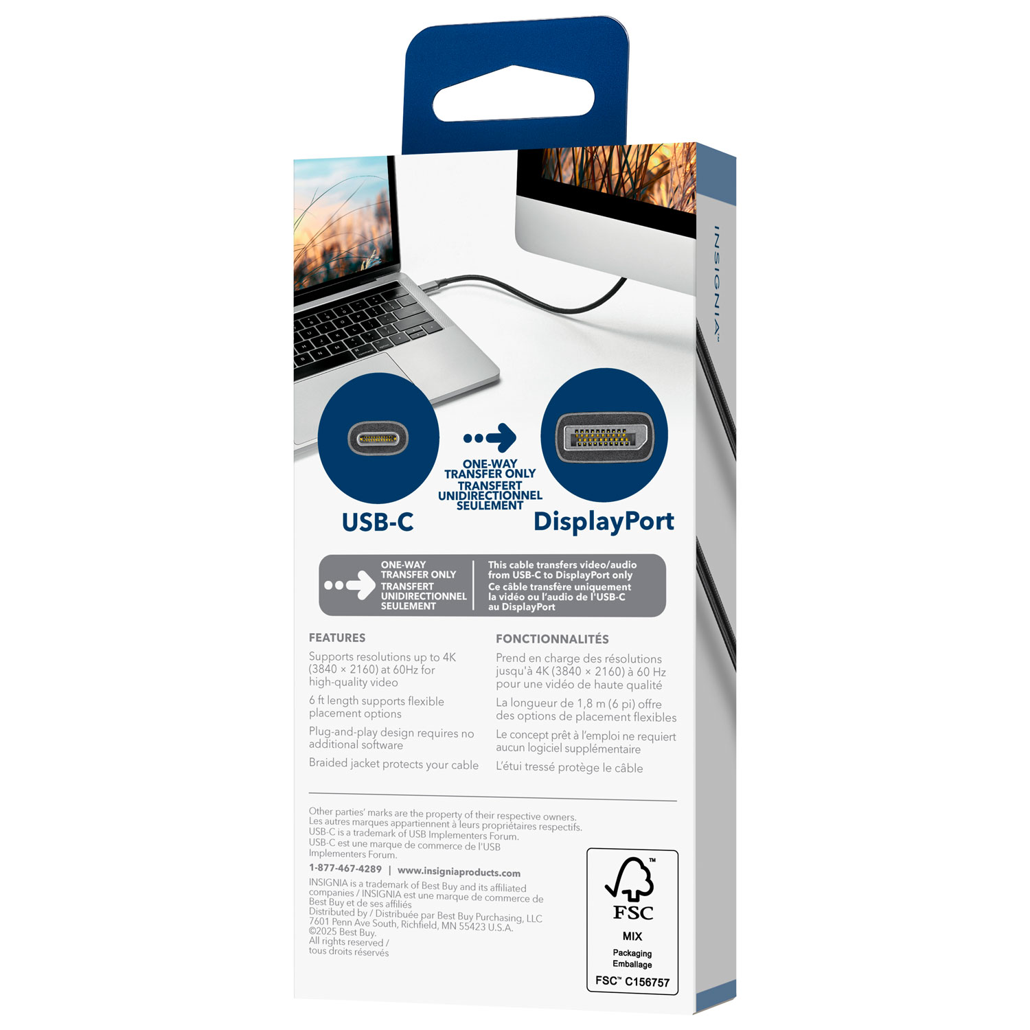 Câble USB-C à DisplayPort UHD 4K de 2 m d'Insignia (NS-PCKCD626-C) - Exclusivité Best Buy