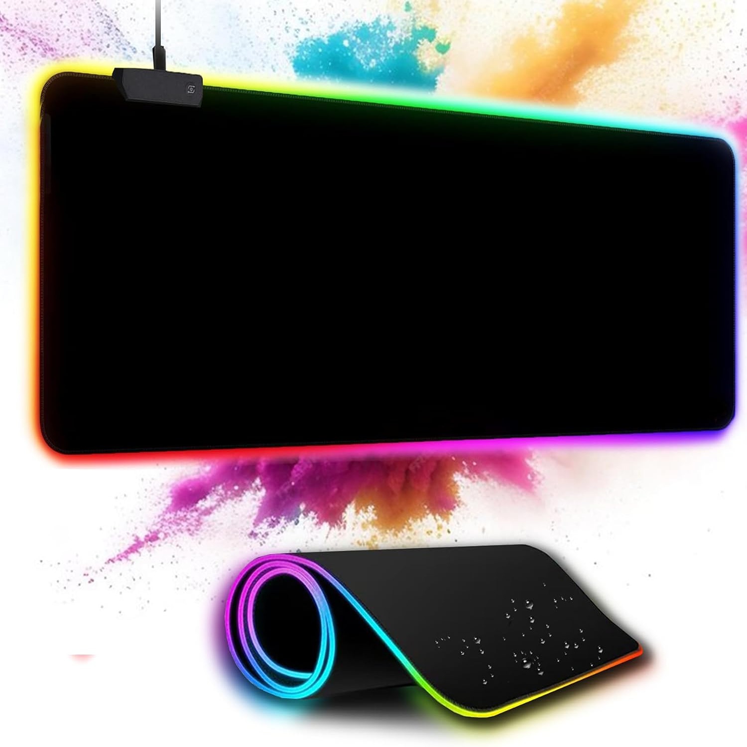 Halunbor RGB Gaming Mouse Pad - XXL Extended 14 LED Mouse Pad, Anti-Slip Rubber Base, Computer Keyboard Mousepad Mat