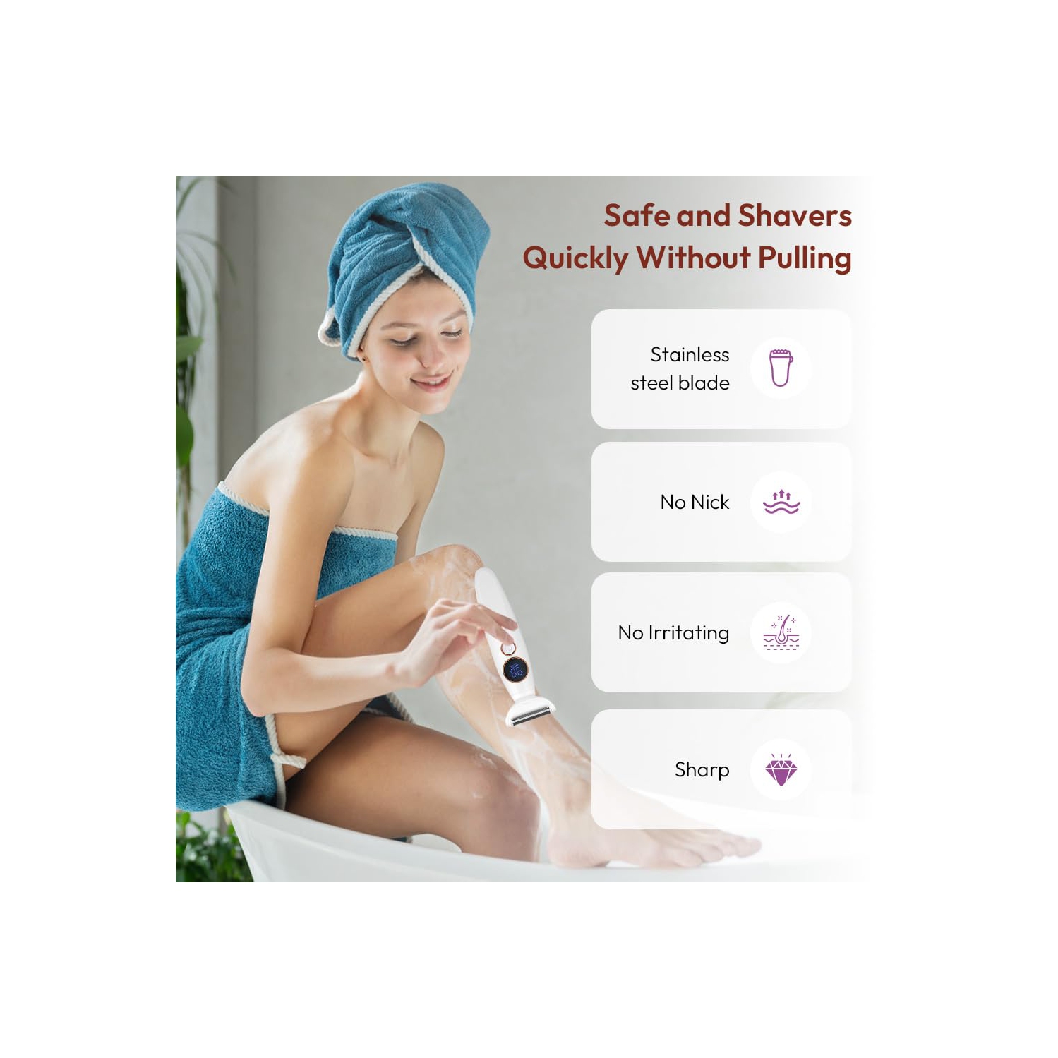 Rasoir pour femmes, rasoir intime 5-en-1 pour femmes, rasoir électrique, tondeuse étanche IPX7 pour le corps, les aisselles, le bikini, les sourcils