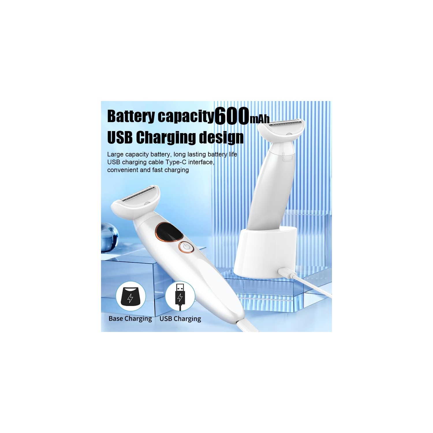 Rasoir pour femmes, rasoir intime 5-en-1 pour femmes, rasoir électrique, tondeuse étanche IPX7 pour le corps, les aisselles, le bikini, les sourcils