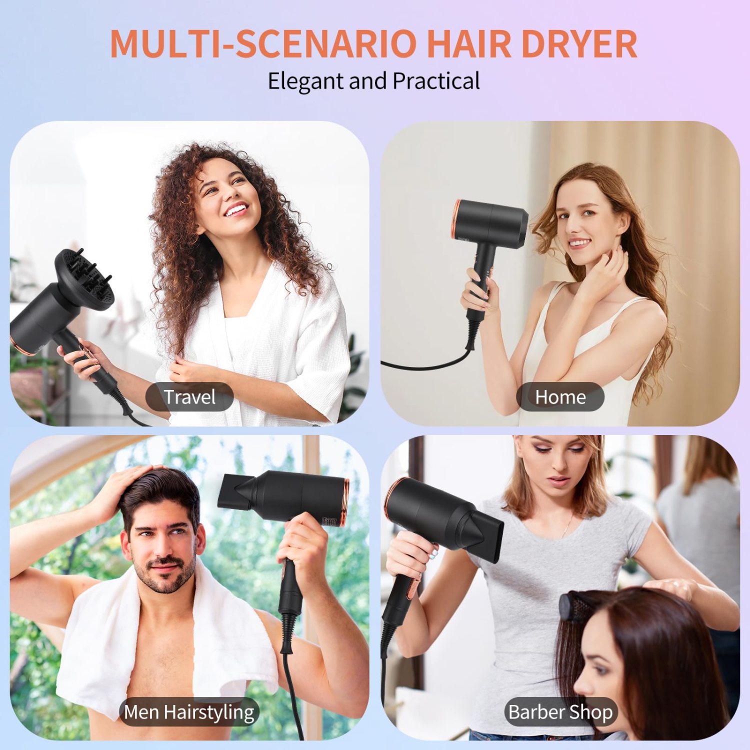 Professional Ionic Hair Dryer 2000W with Diffuser, Quick Dryer, 120,000 RPM, High Speed Hair Dryer for Salon and Home